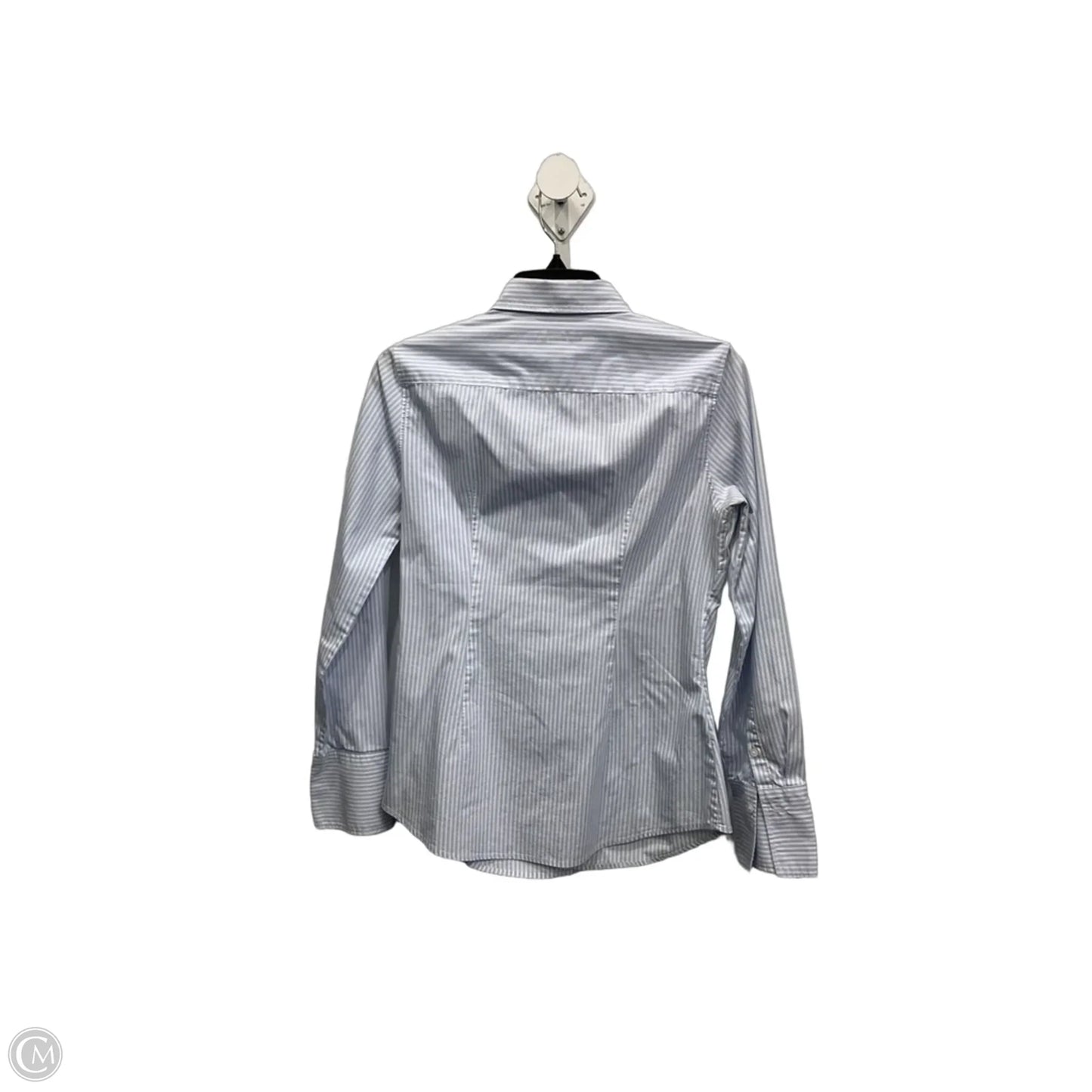 Blouse Long Sleeve By Banana Republic In Blue & White, Size: S