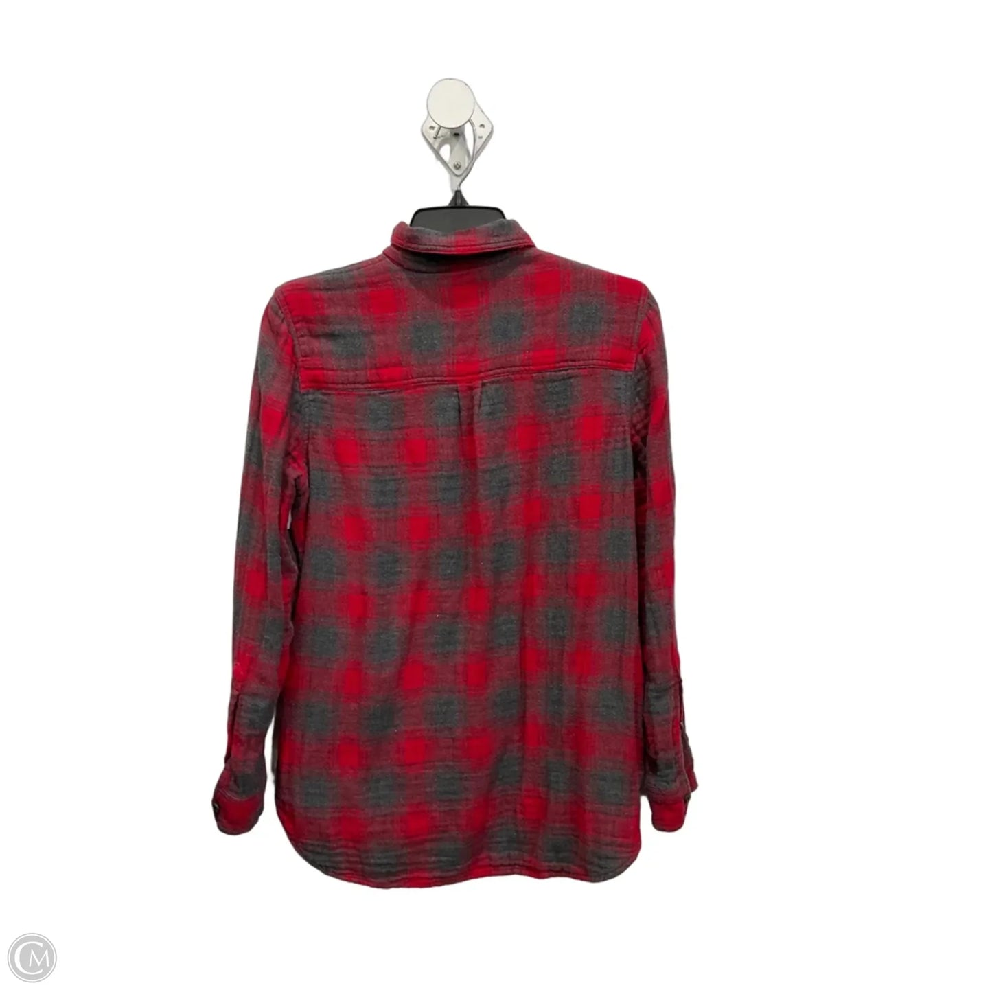 Top Long Sleeve By Madewell In Plaid Pattern, Size: M