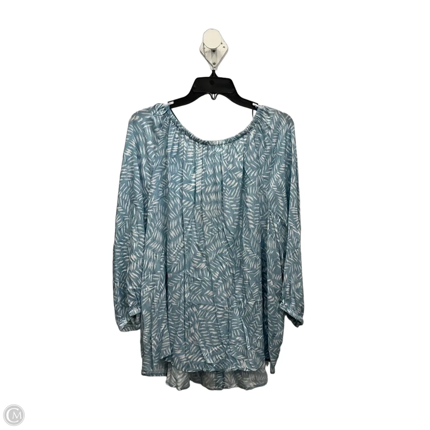 Top 3/4 Sleeve By Nic + Zoe In Blue & White, Size: 3x