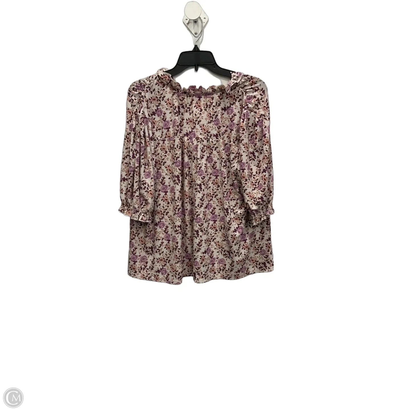 Top Short Sleeve By Melloday In Floral Print, Size: 1x