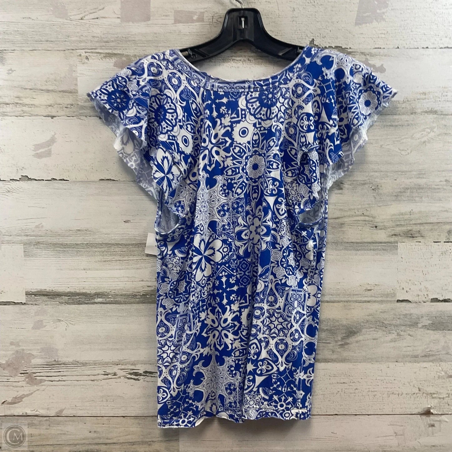 Top Sleeveless By Maeve In Blue & White, Size: S