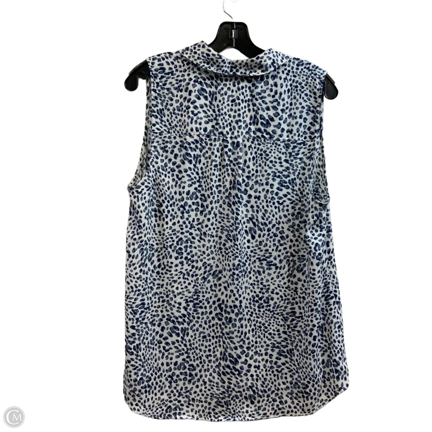 Blouse Sleeveless By Cabi In Blue & White, Size: L