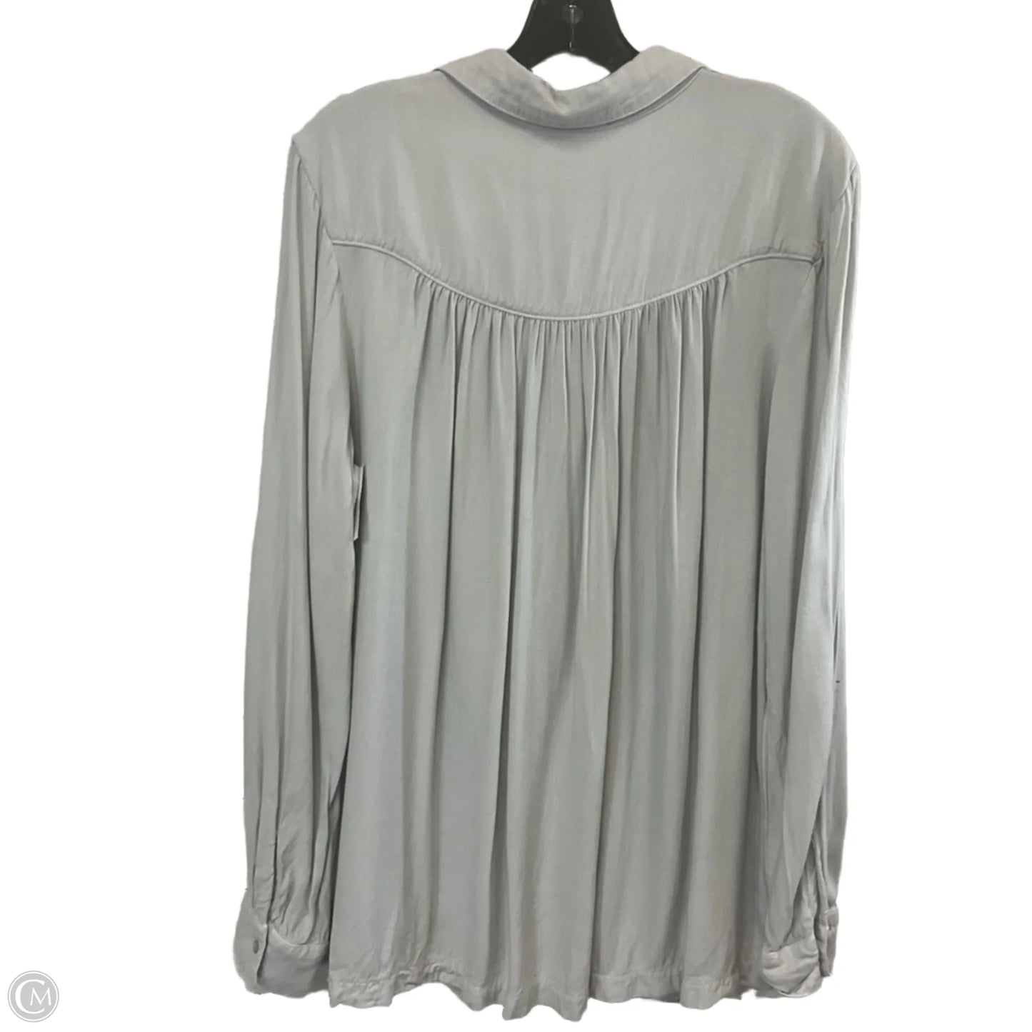 Blouse Long Sleeve By SIDE STITCH In Grey, Size: L