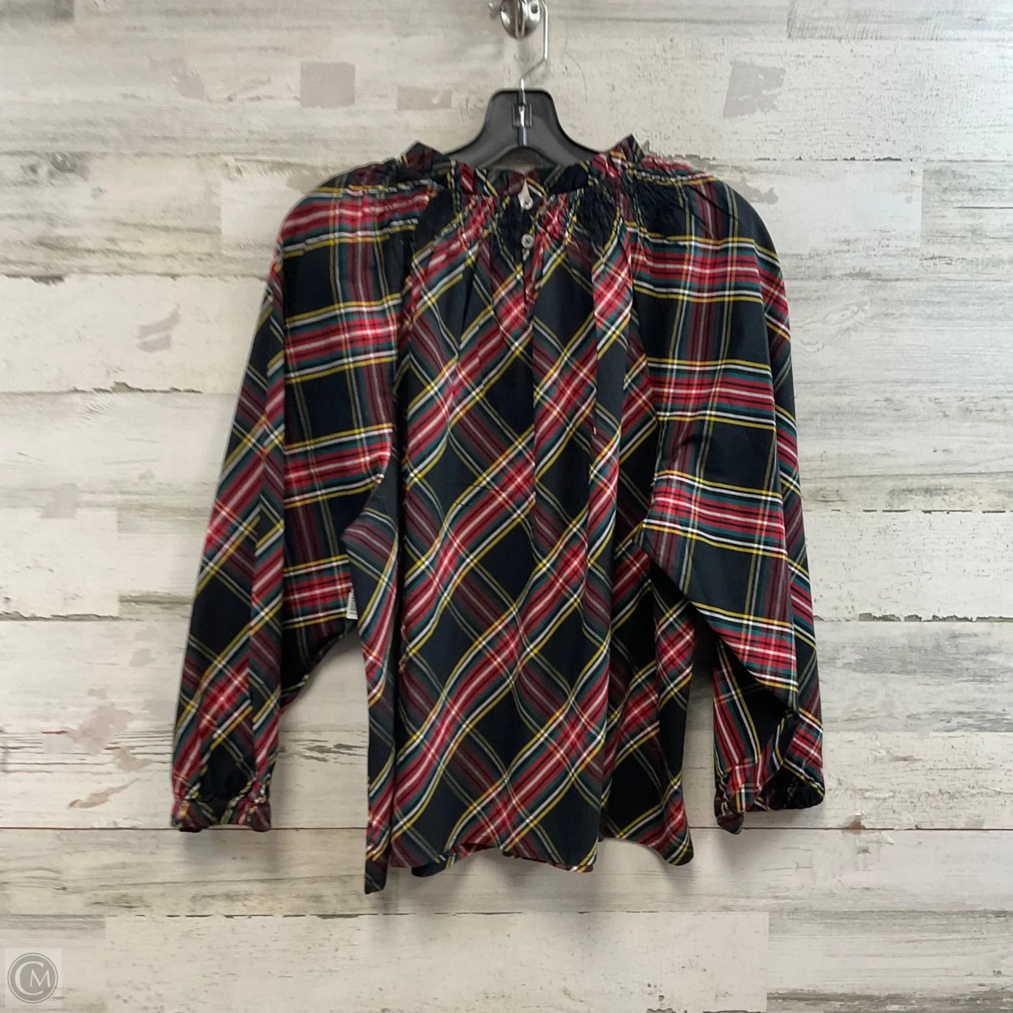 Blouse Long Sleeve By J. Crew In Black & Green, Size: Xl