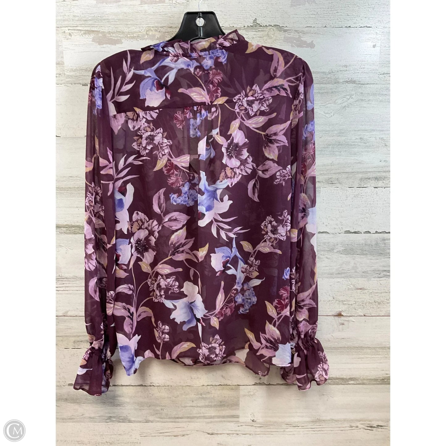 Blouse Long Sleeve By White House Black Market In Purple, Size: M