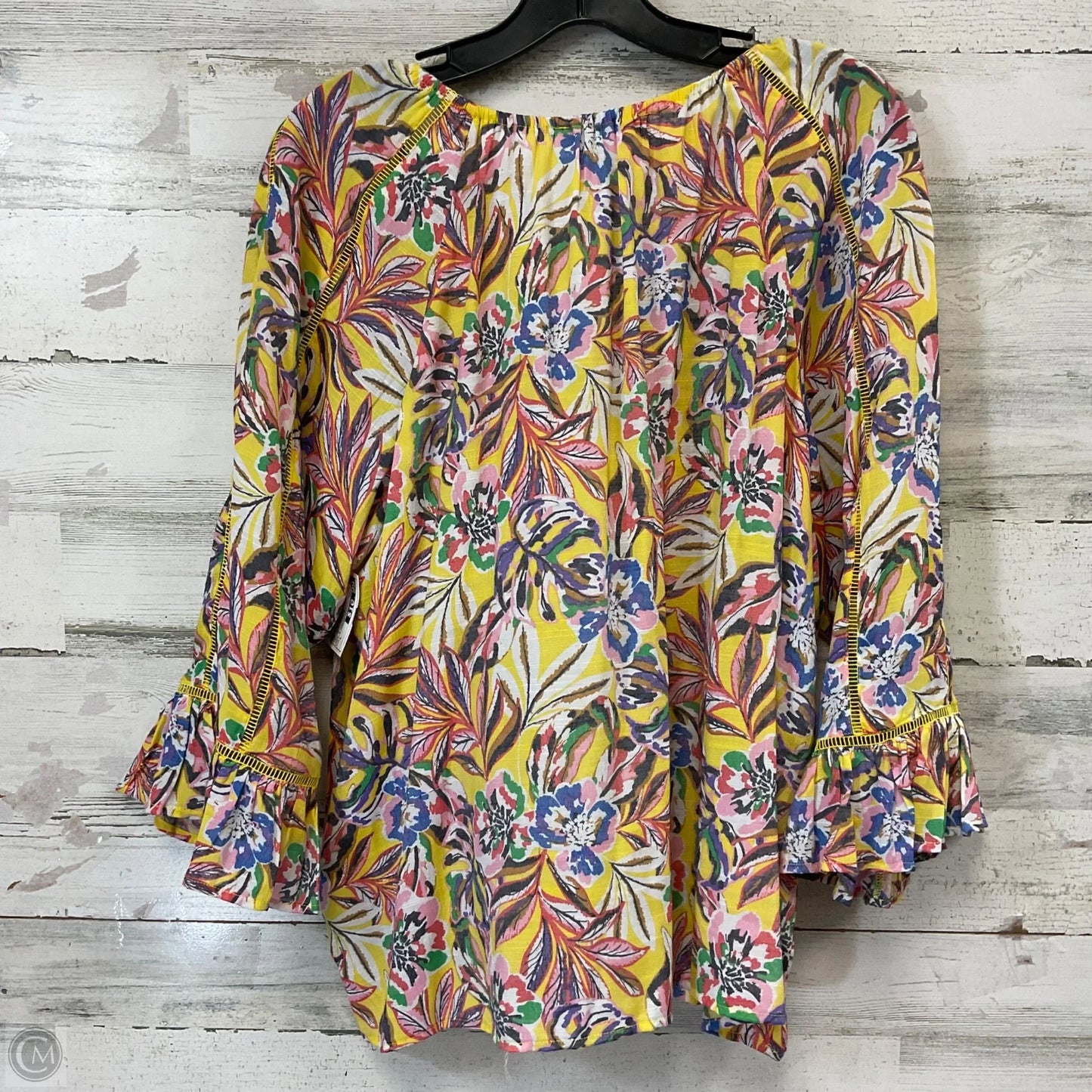 Top 3/4 Sleeve By HOPE & HARLOW In Yellow, Size: L