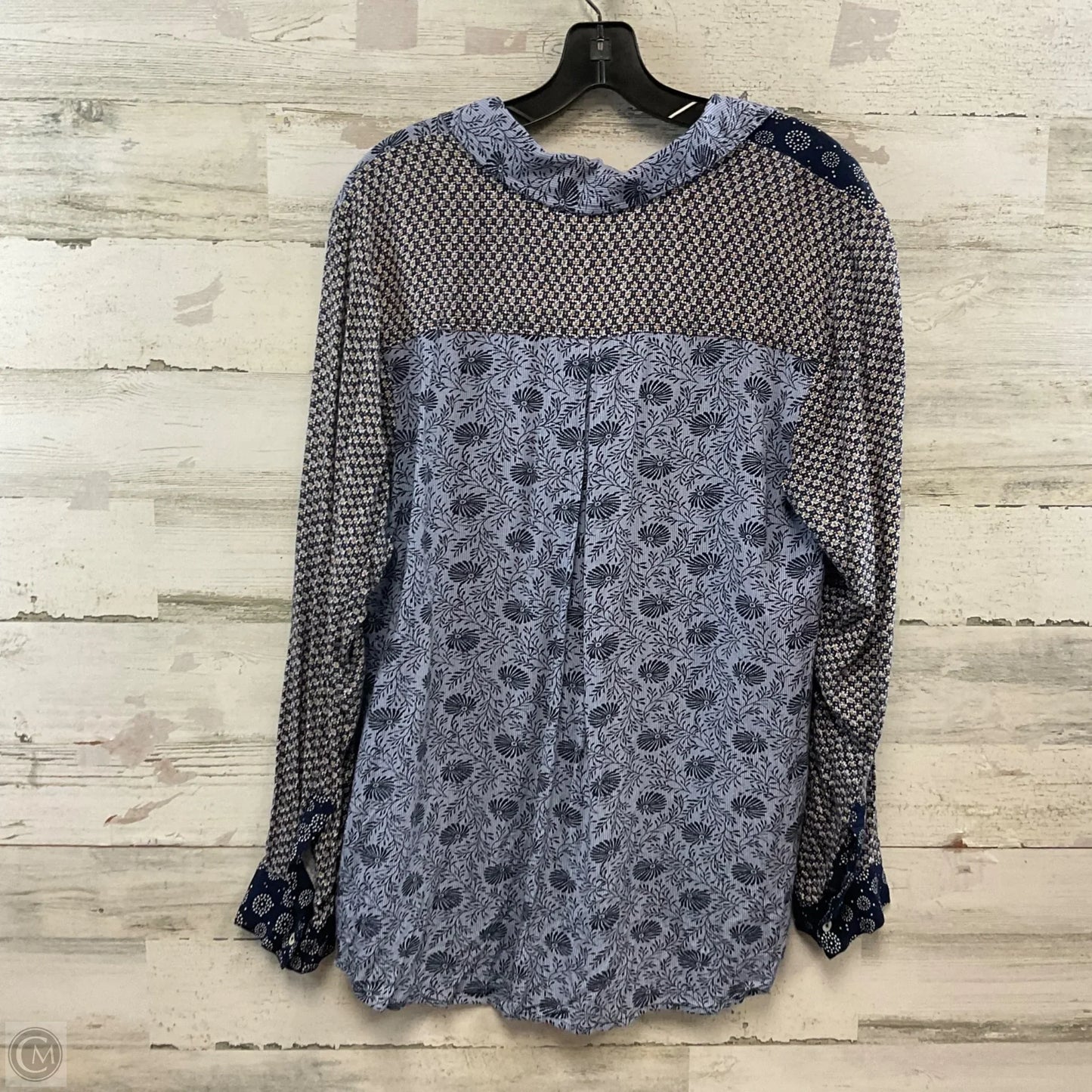 Blouse Long Sleeve By Intro In Blue, Size: L
