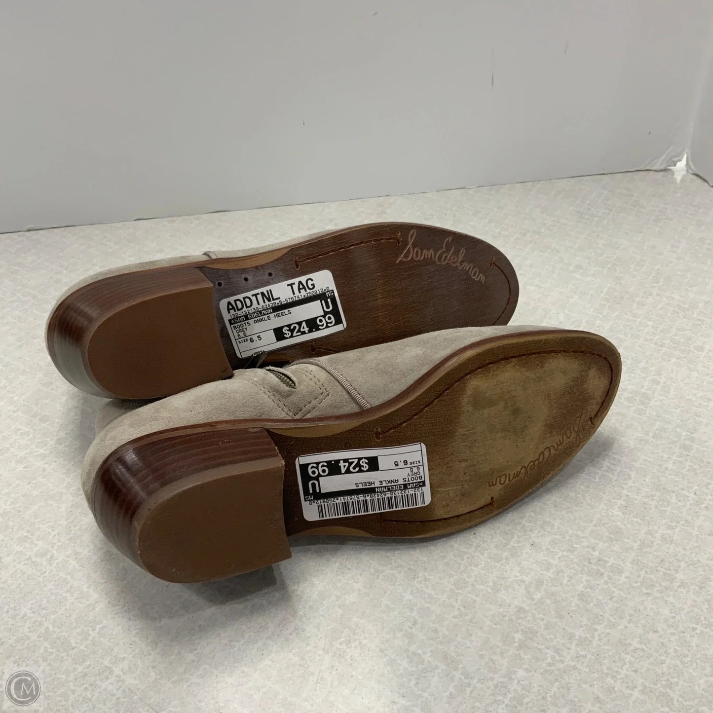 Boots Ankle Heels By Sam Edelman In Grey, Size: 6.5