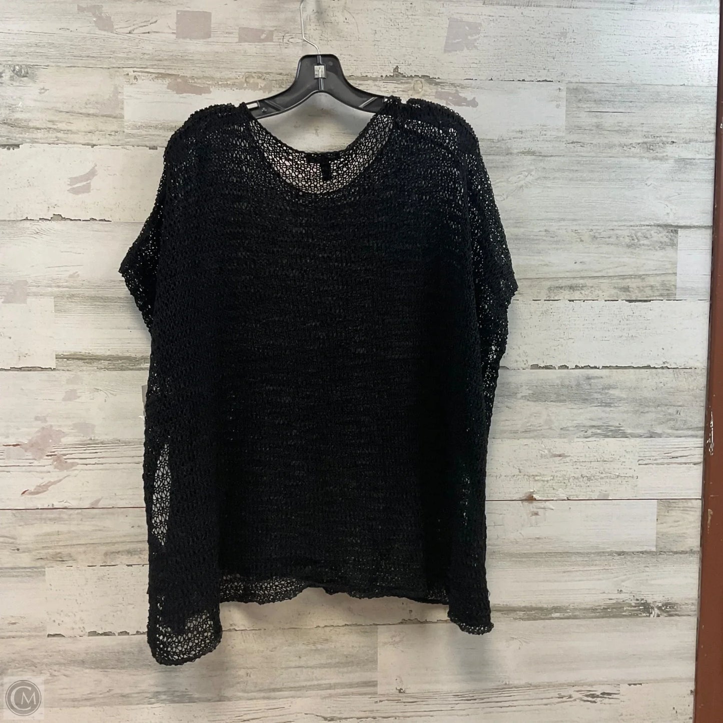 Sweater Short Sleeve By Eileen Fisher In Black, Size: L