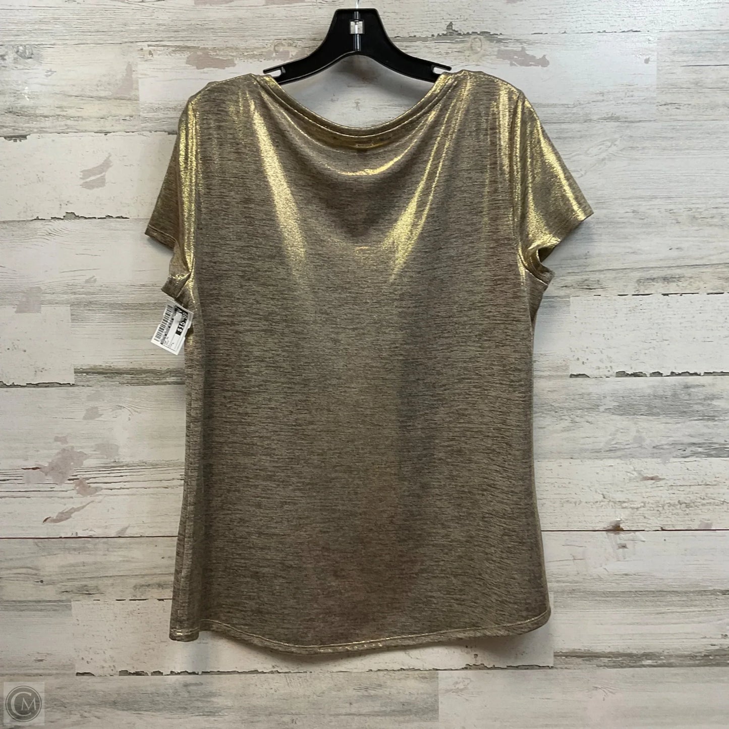 Top Short Sleeve By White House Black Market In Gold, Size: L
