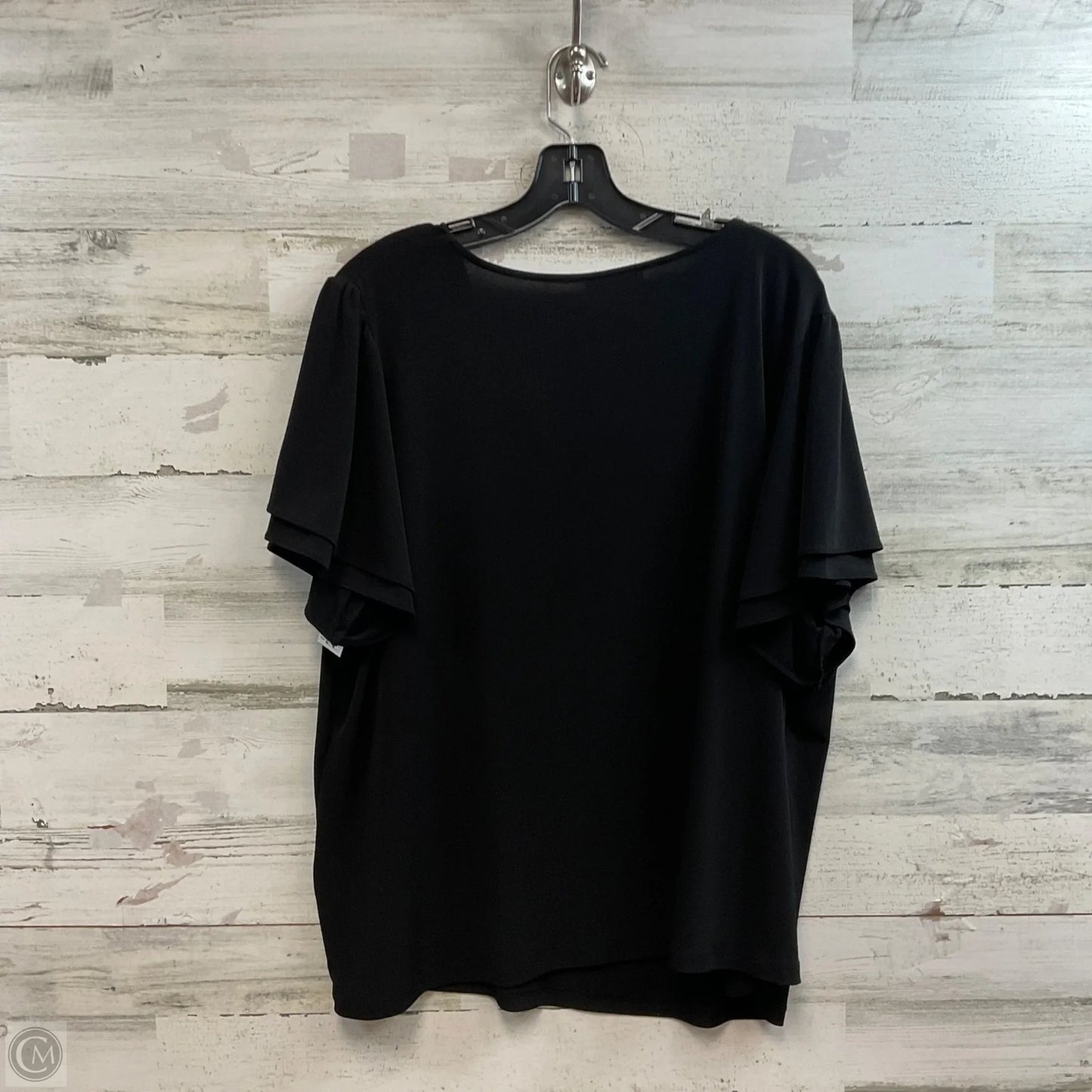 Blouse Short Sleeve By Calvin Klein In Black, Size: 2x
