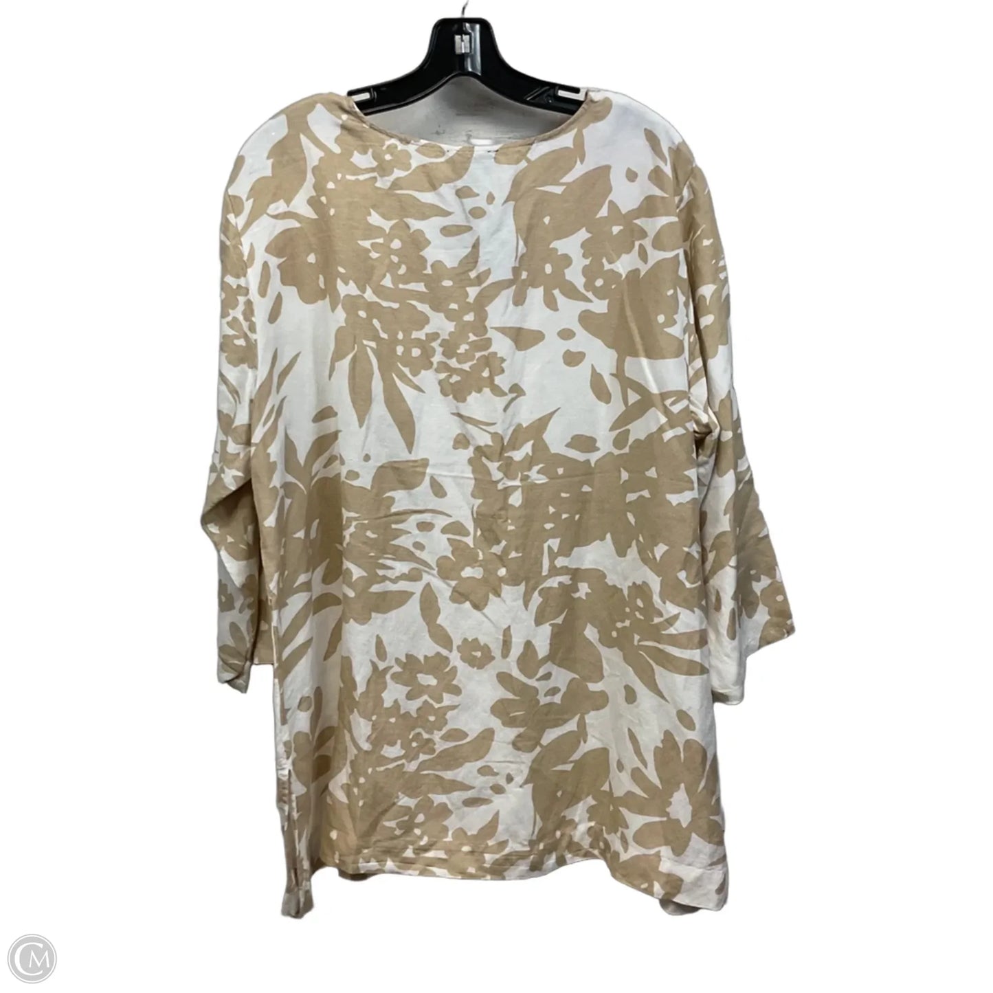 Blouse 3/4 Sleeve By Premise In Brown, Size: Xxl
