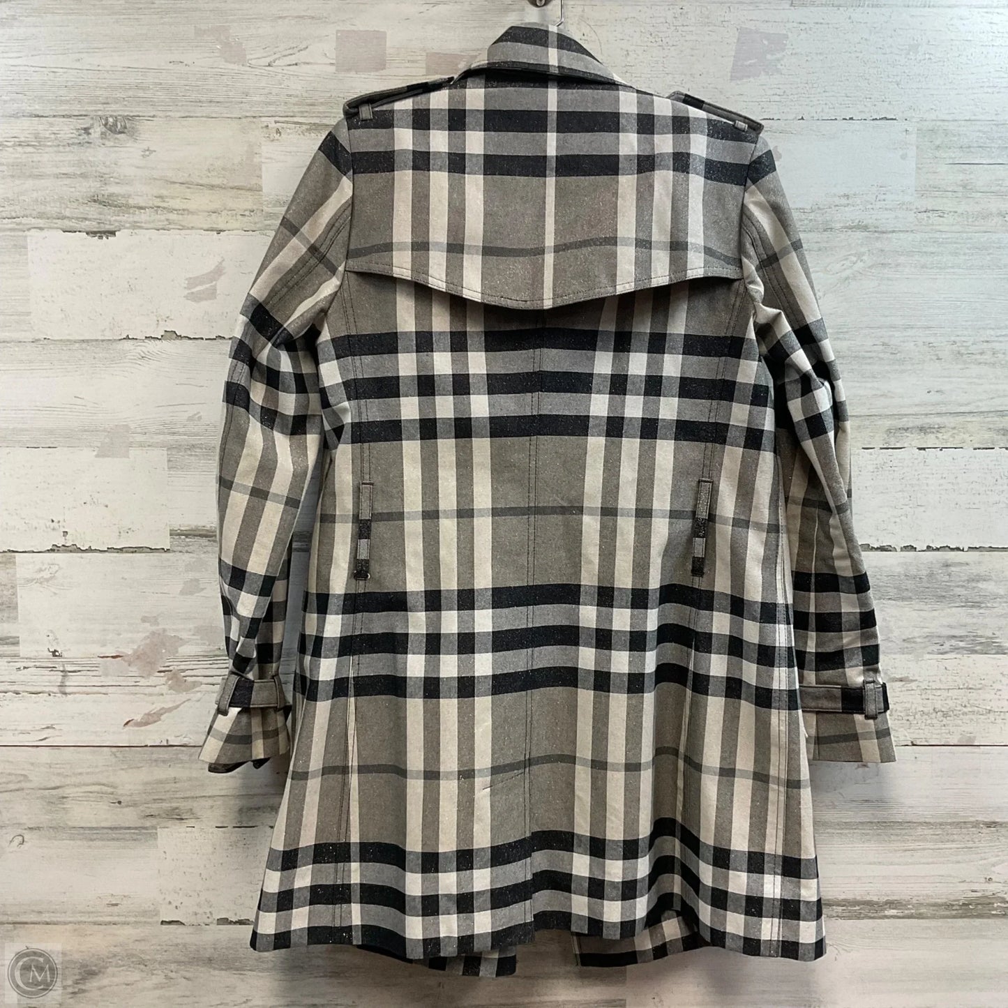Coat Luxury Designer By Burberry In Grey, Size: S