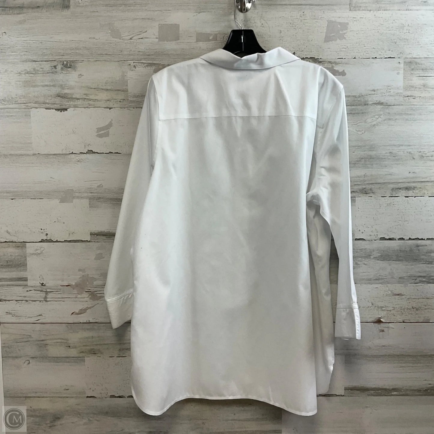 Blouse Long Sleeve By Foxcroft In White, Size: 1x