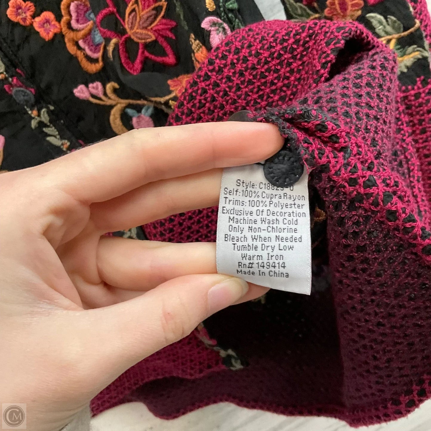 Blouse Long Sleeve By Johnny Was In Black, Size: L