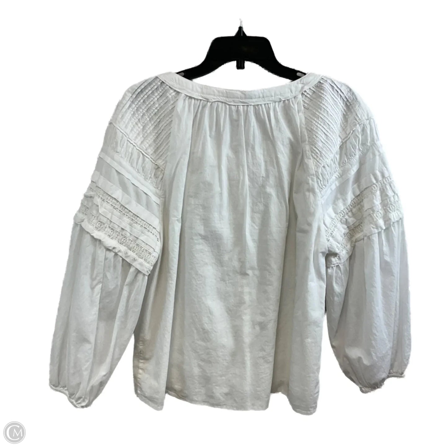 Blouse Long Sleeve By Faherty In White, Size: L