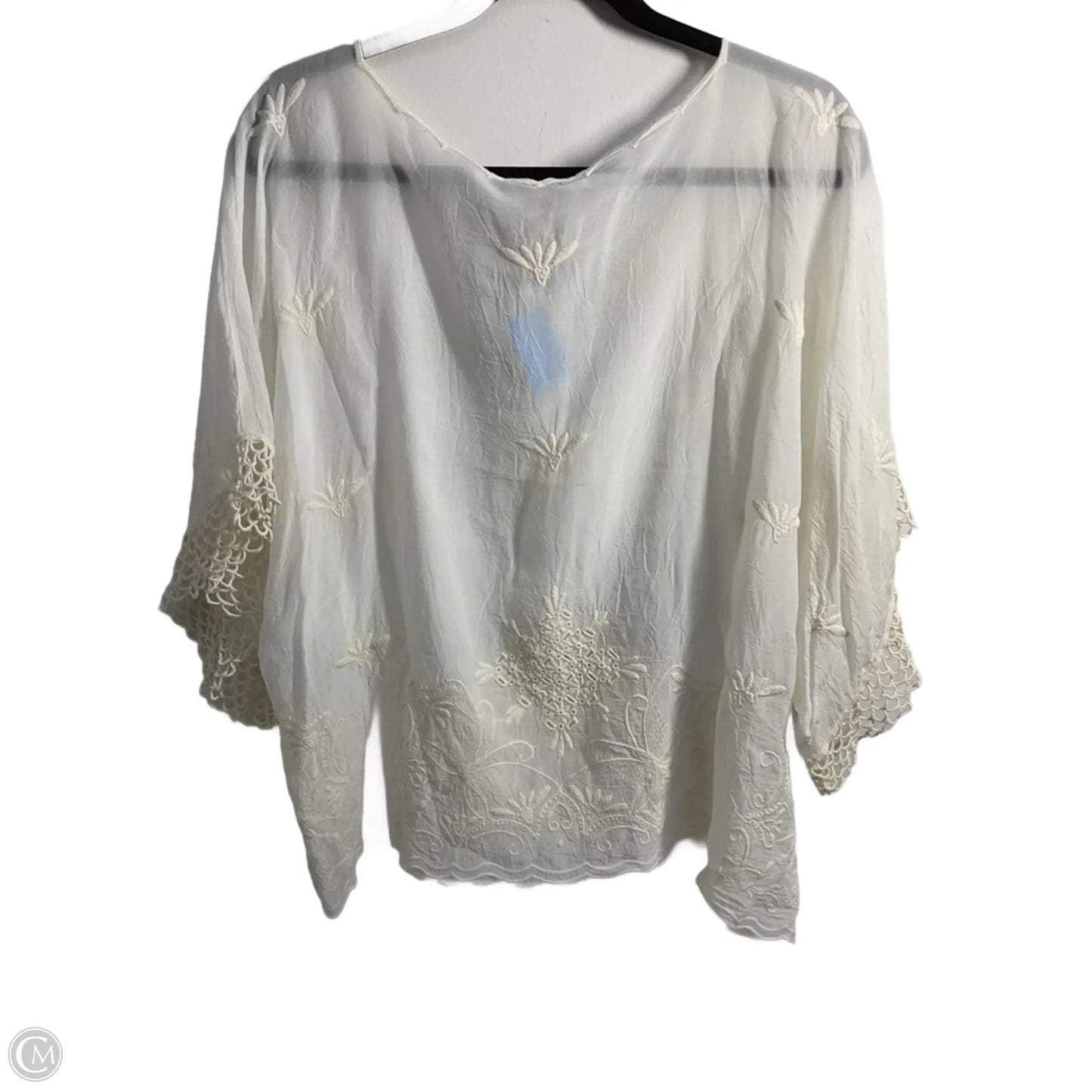Blouse Short Sleeve By Johnny Was In Ivory, Size: Xl
