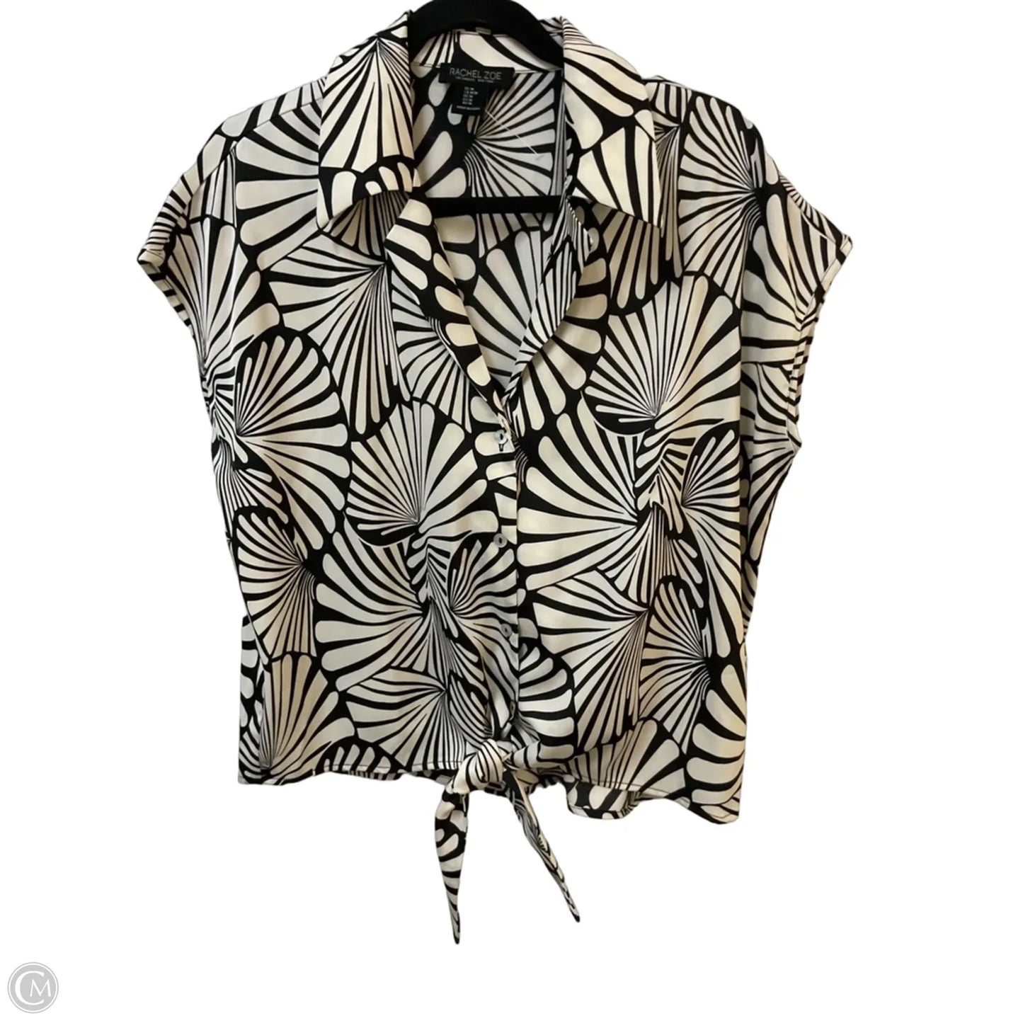 Blouse Short Sleeve By Rachel Zoe In Black & Cream, Size: M