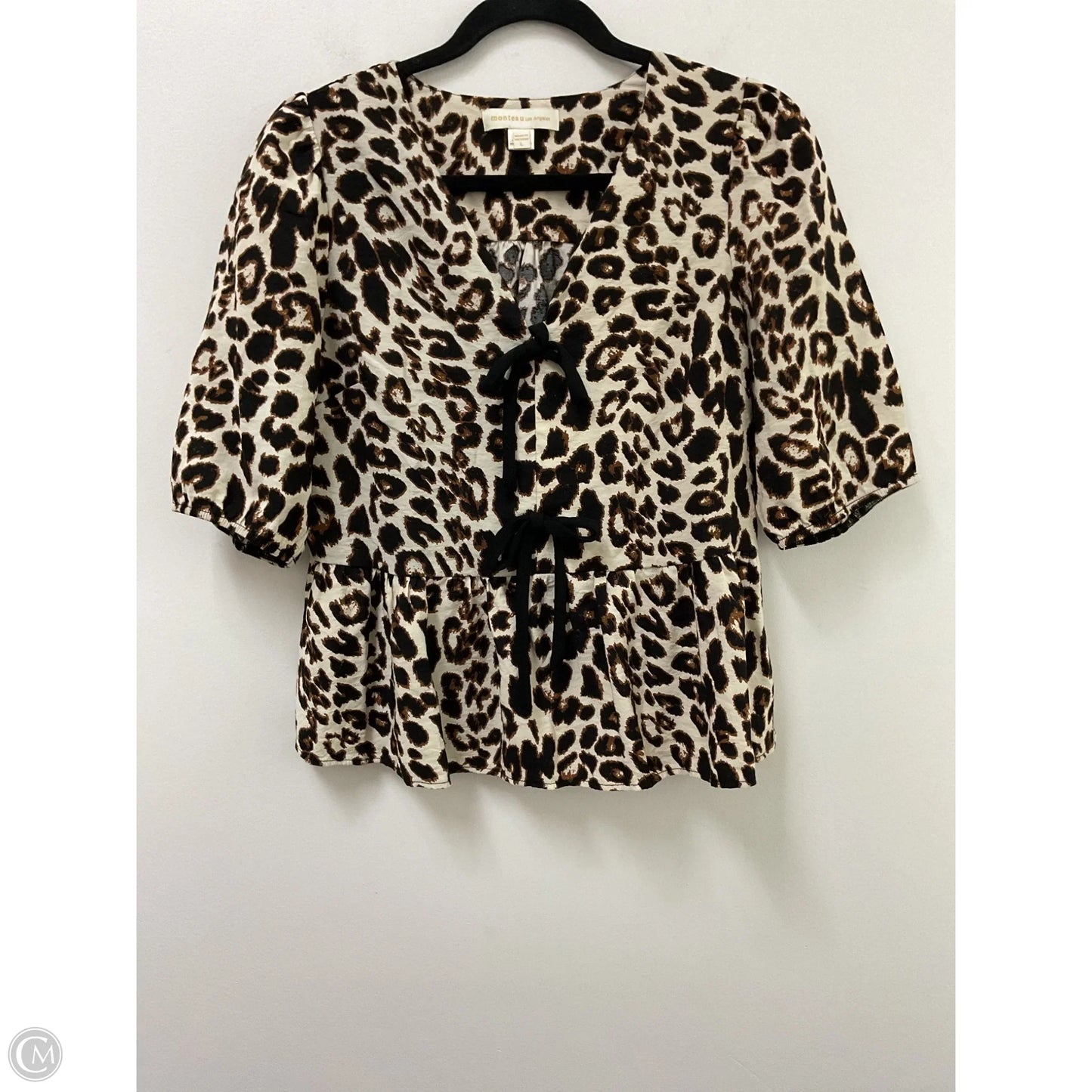 Top Short Sleeve By Monteau In Animal Print, Size: L