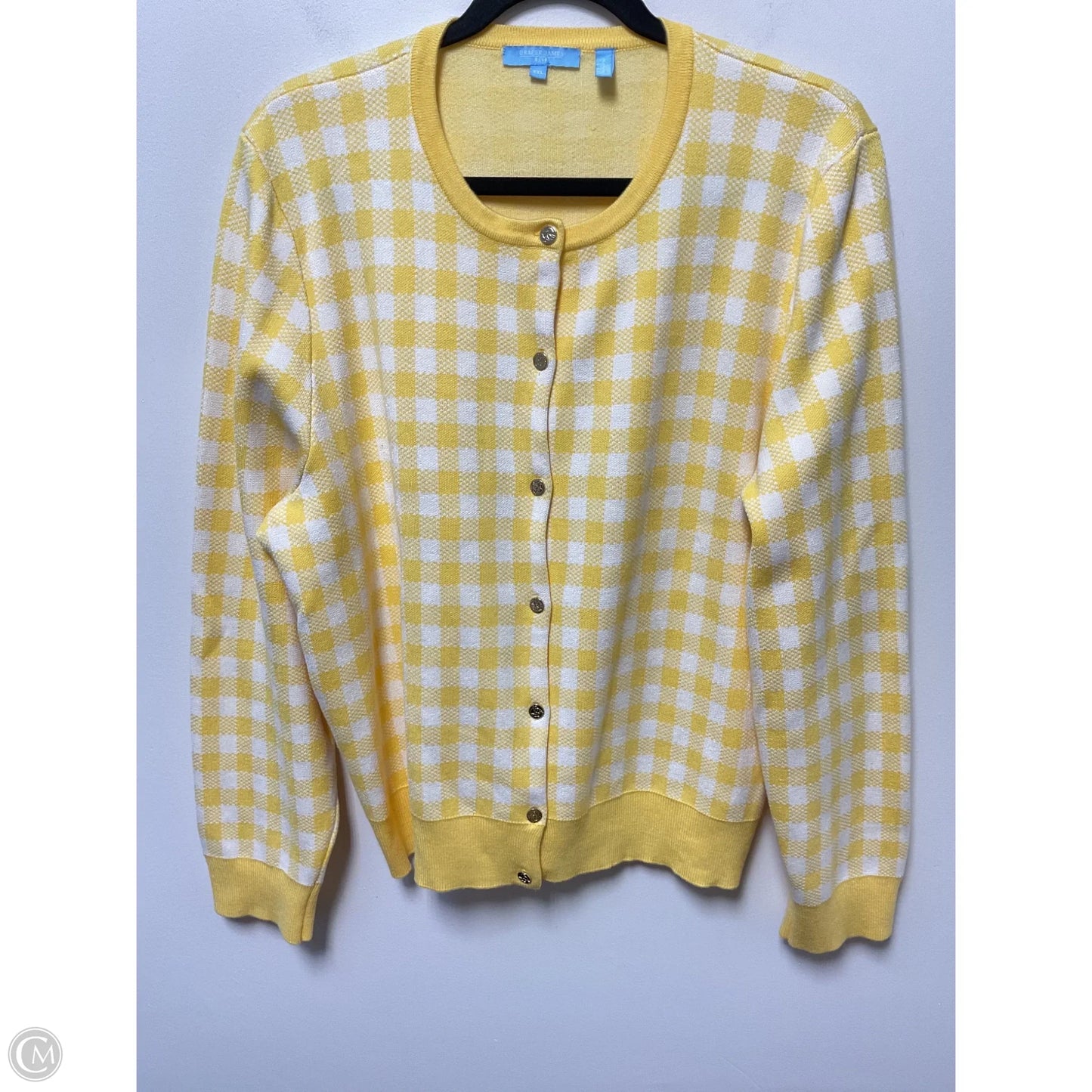 Sweater Cardigan By Draper James In White & Yellow, Size: Xxl