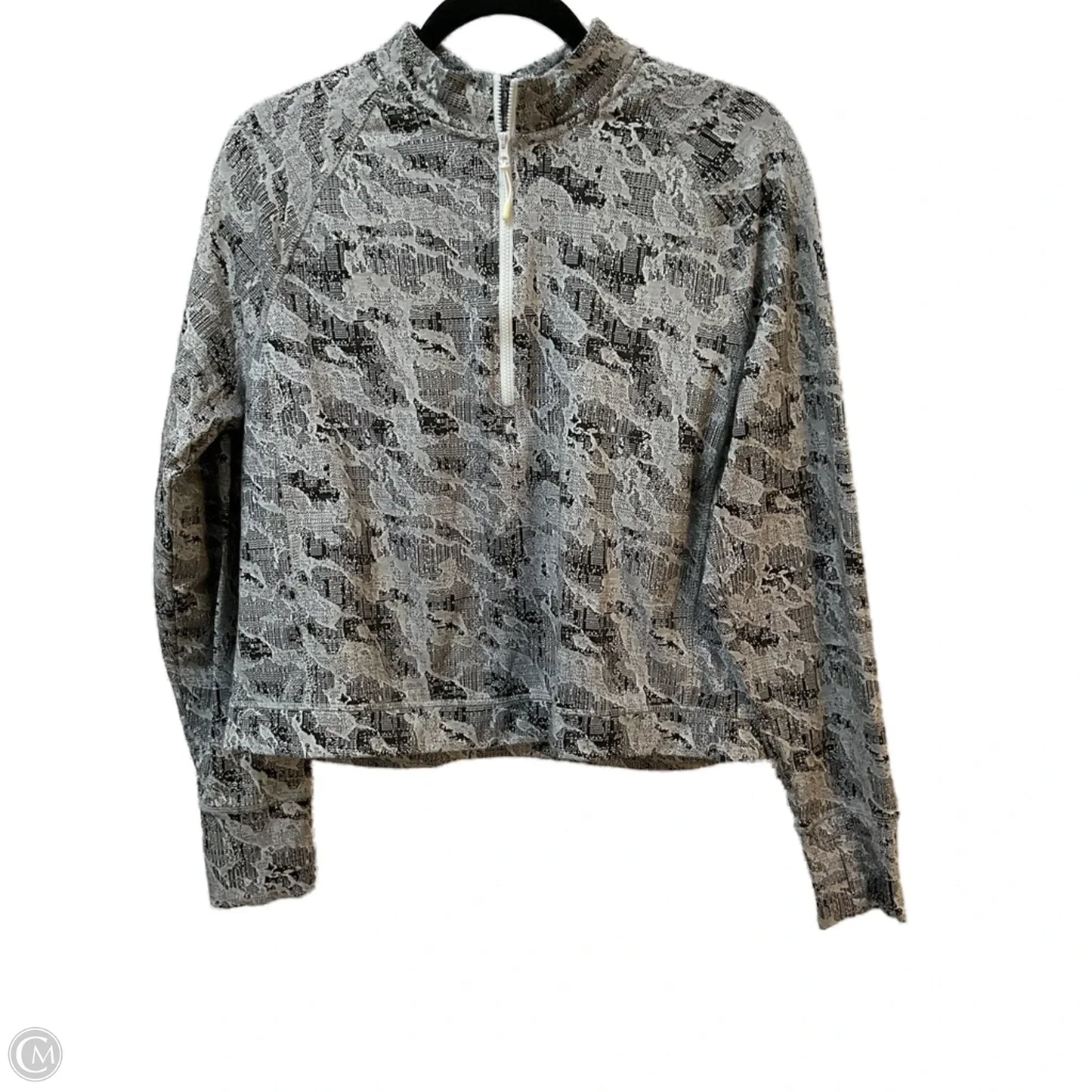 Athletic Top Long Sleeve Collar By Spyder In Black & White, Size: L