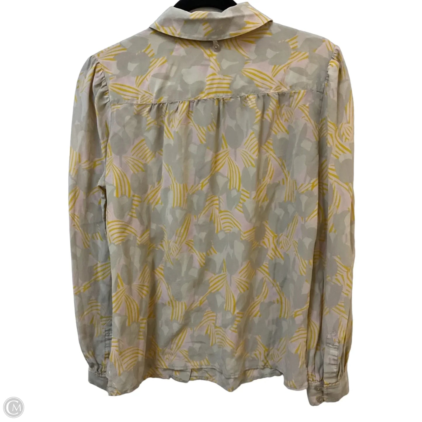 Blouse Designer By Tory Burch In Green & Yellow, Size: M