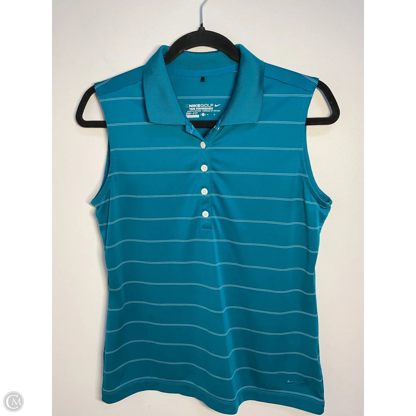Athletic Top Short Sleeve By Nike Apparel In Striped Pattern, Size: M