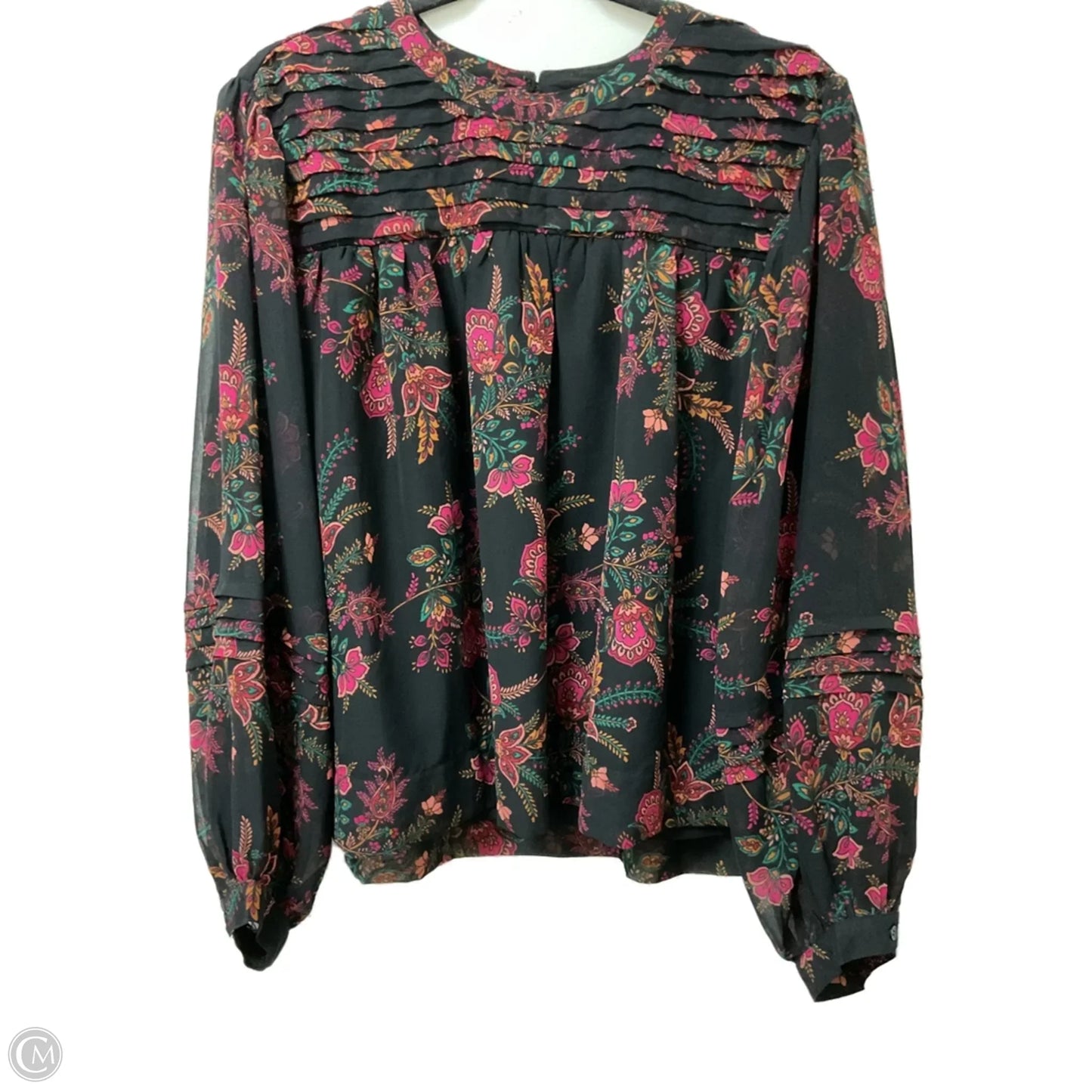 Blouse Long Sleeve By Top Shop In Black, Size: M