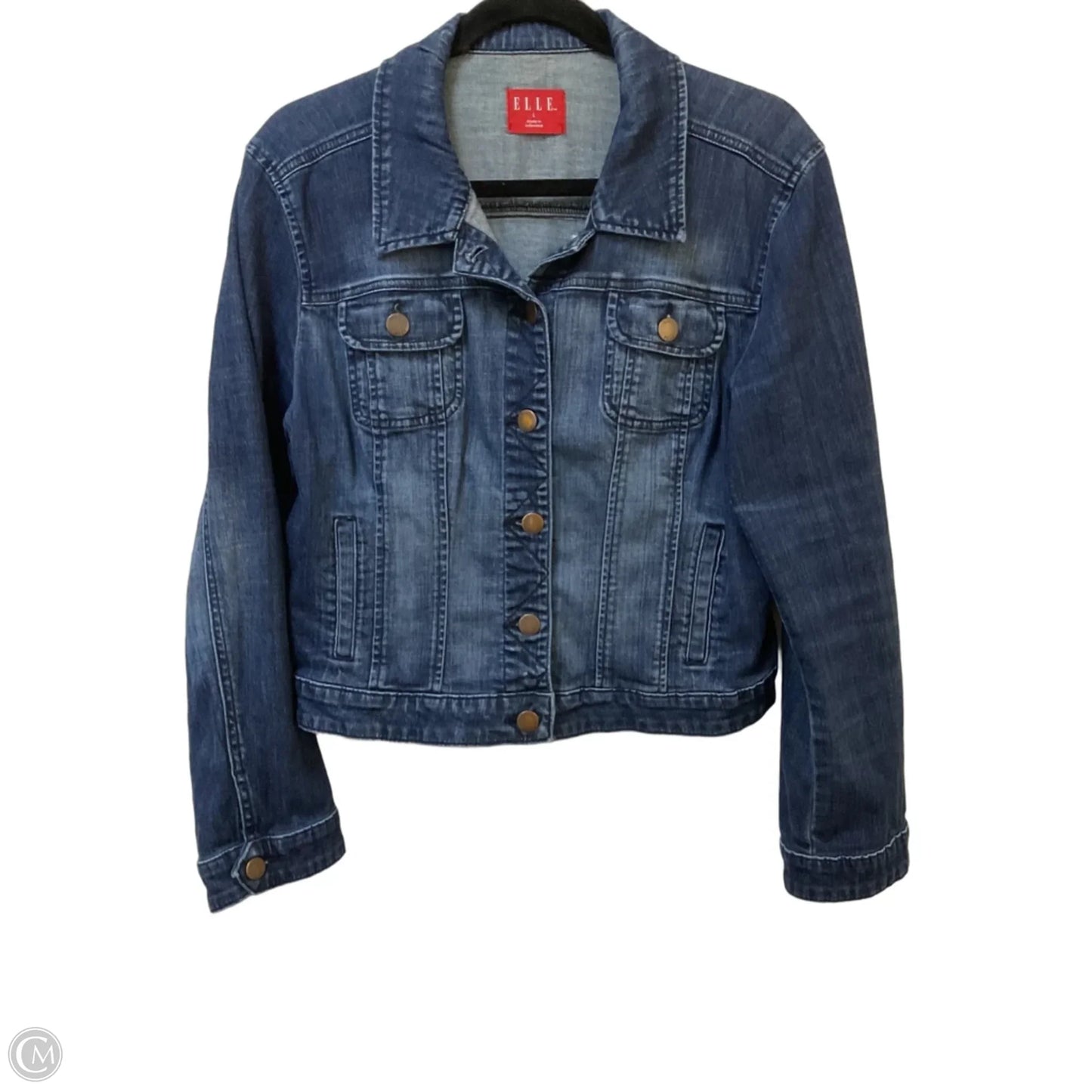Jacket Denim By Elle In Blue Denim, Size: L