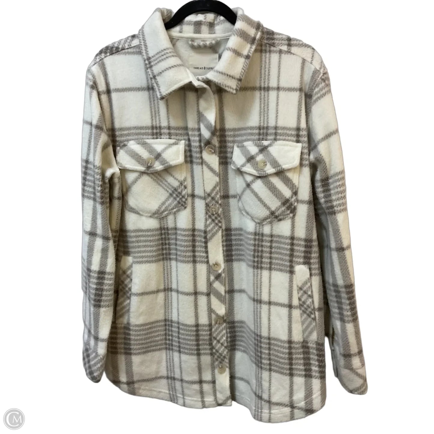 Jacket Shirt By Thread And Supply In Cream & Tan, Size: M