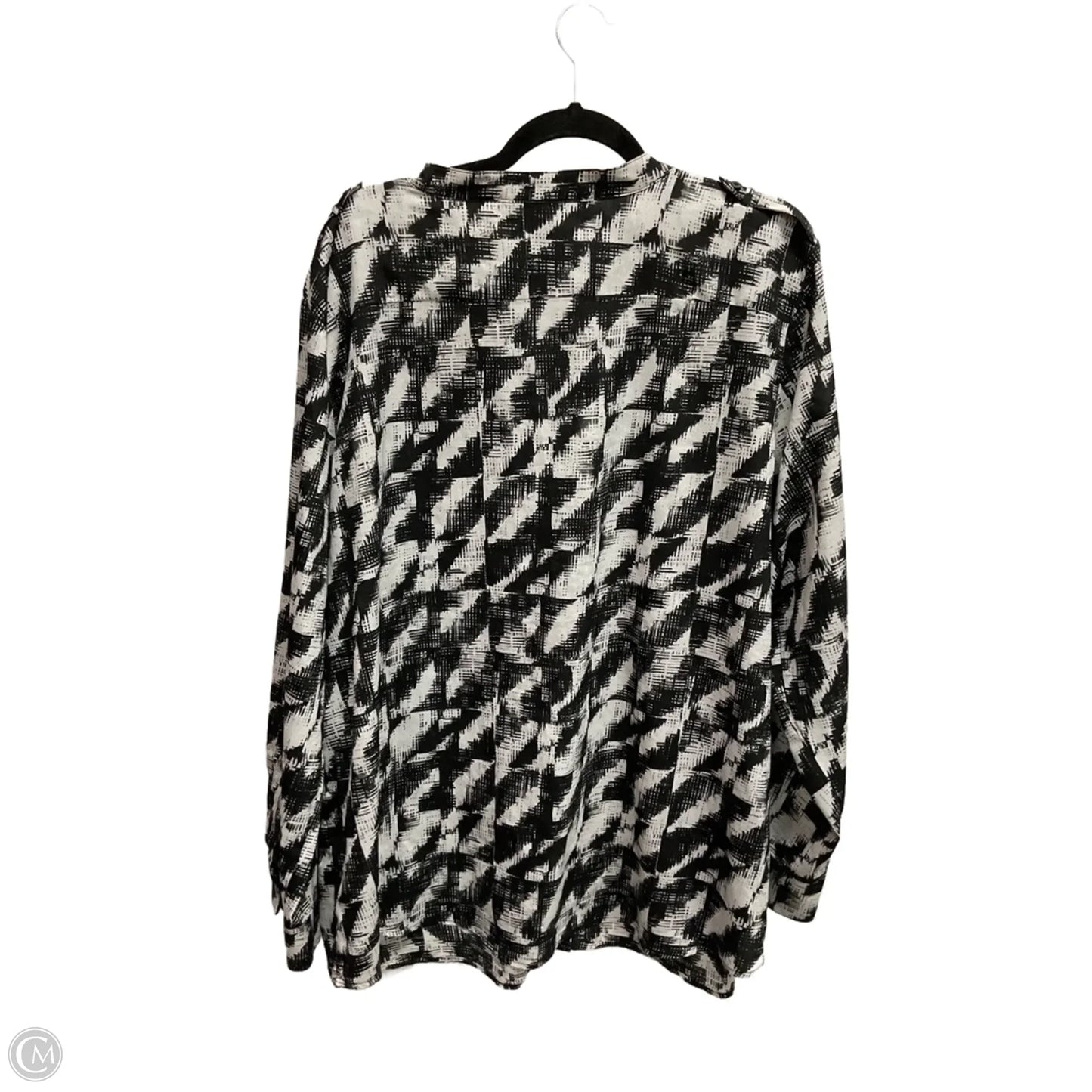 Blouse Long Sleeve By Calvin Klein In Black & White, Size: 2x