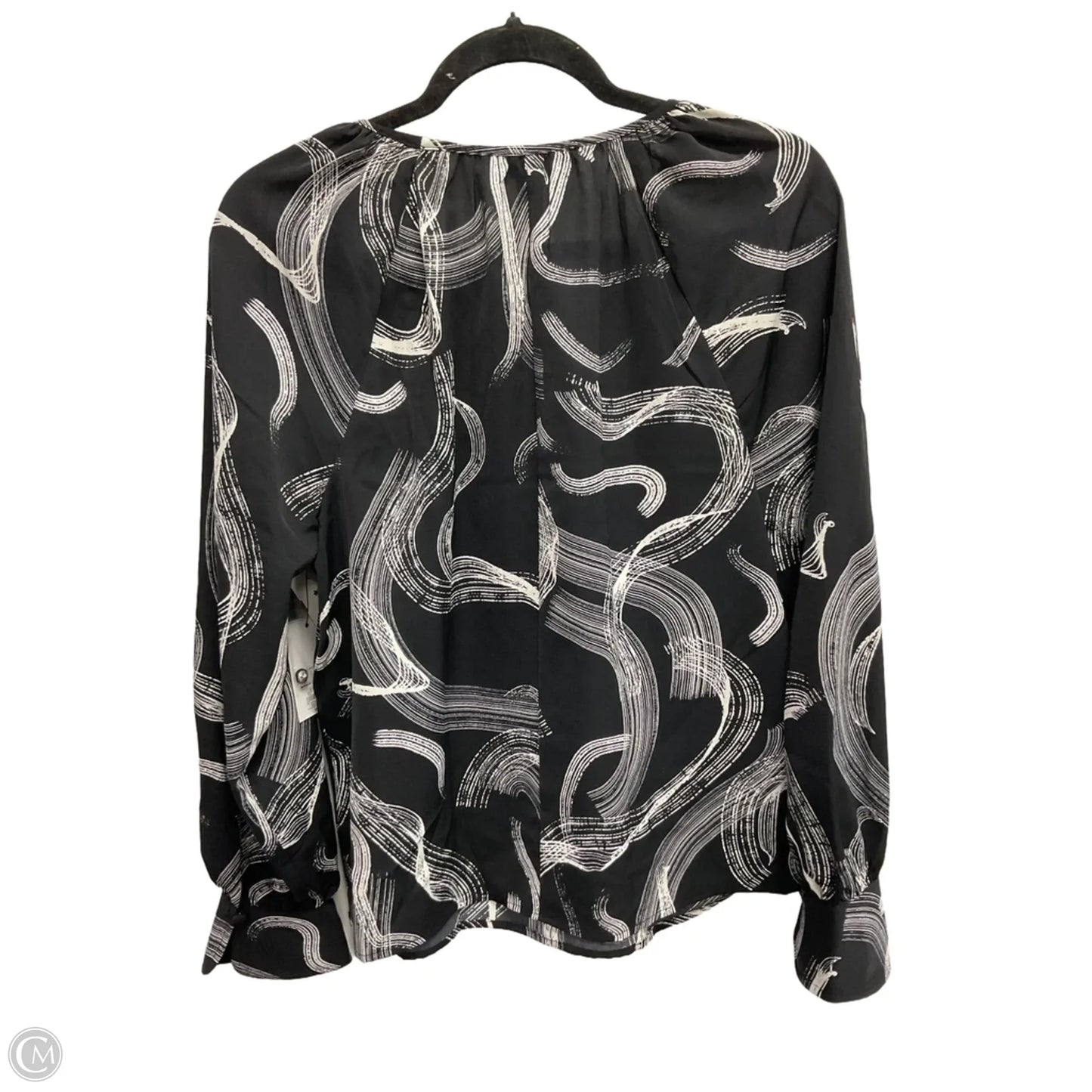 Blouse Long Sleeve By Nine West In Black & White, Size: M