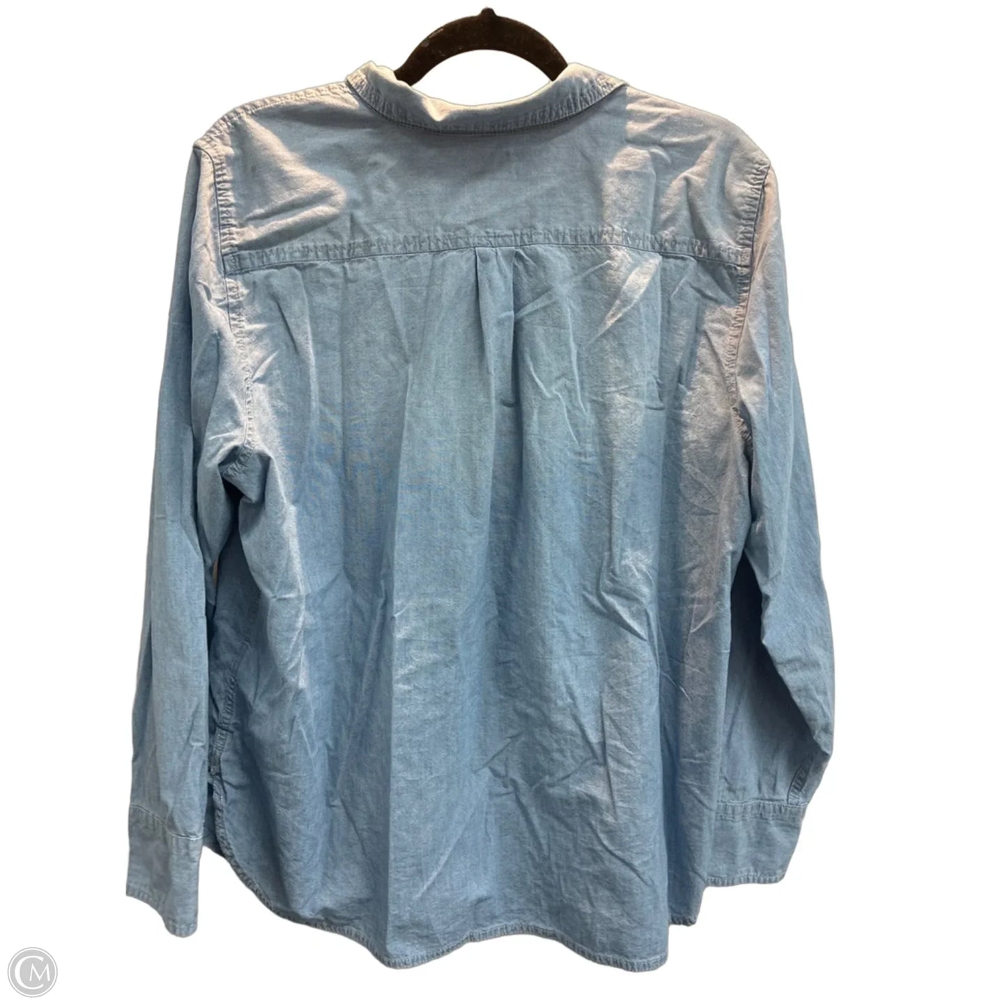 Blouse Long Sleeve By J. Crew In Blue Denim, Size: Xl