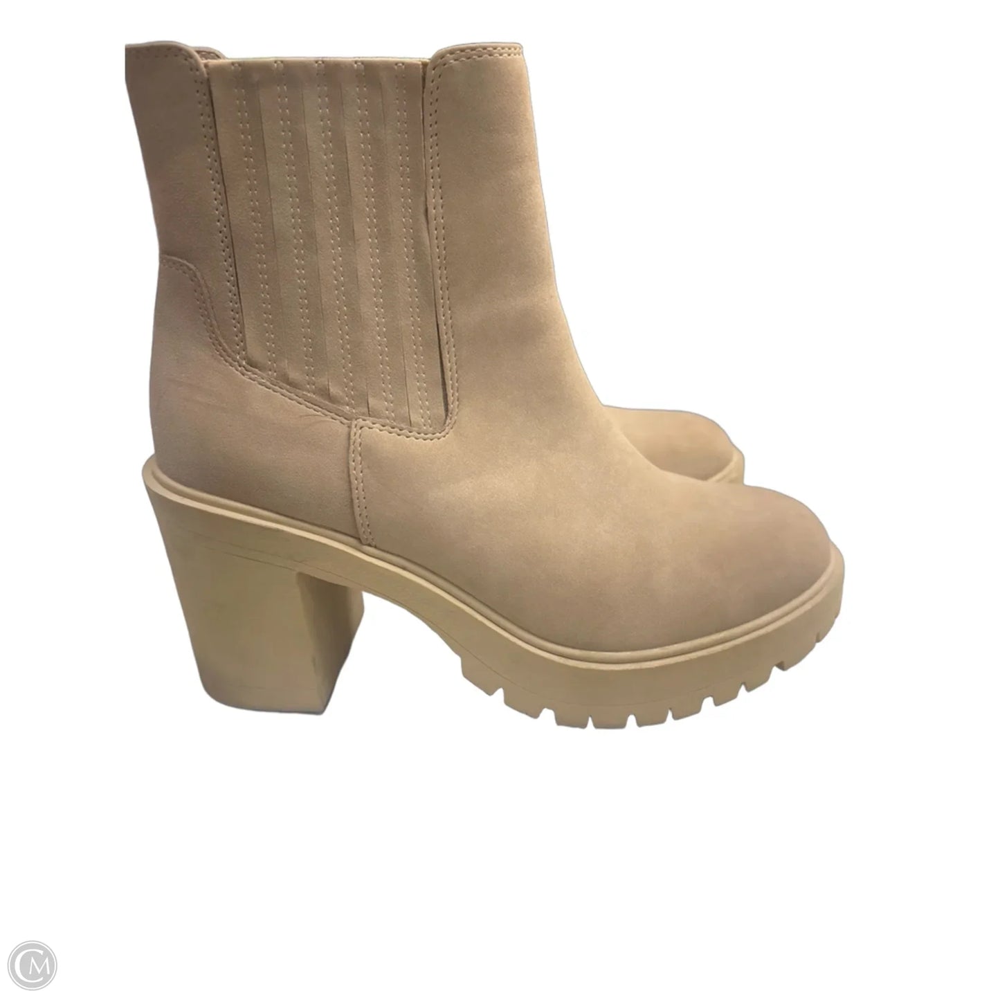 Boots Ankle Heels By Clothes Mentor In Tan, Size: 7.5