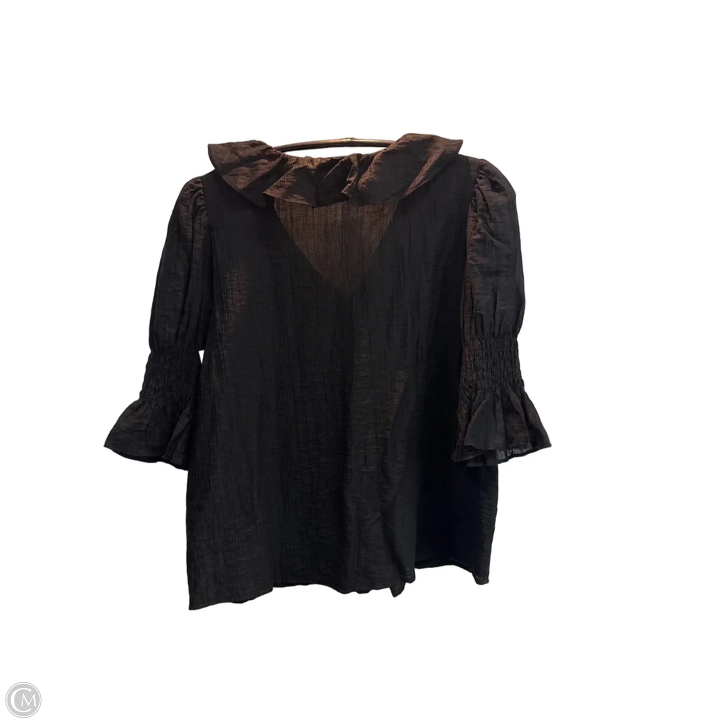 Top Short Sleeve By Laura Ashley In Black, Size: S