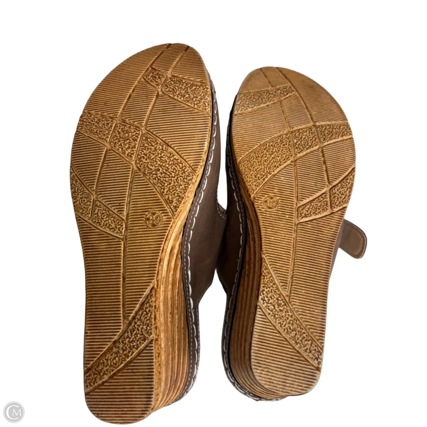 Sandals Heels Wedge By Clothes Mentor In Brown, Size: 8.5