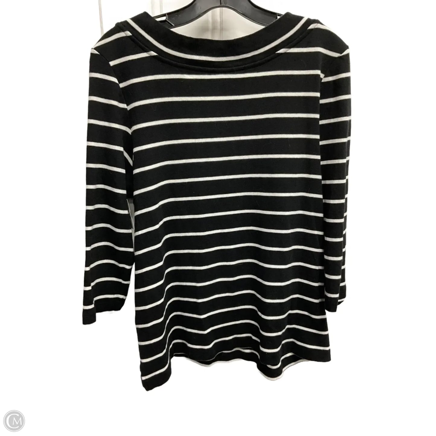 Top 3/4 Sleeve By Chicos In Striped Pattern, Size: L