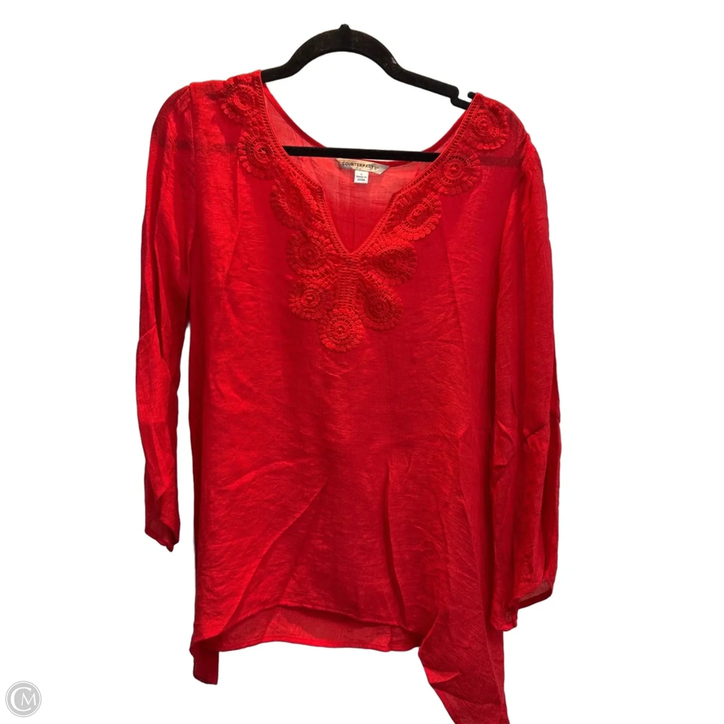 Top Long Sleeve By Counterparts In Red, Size: L