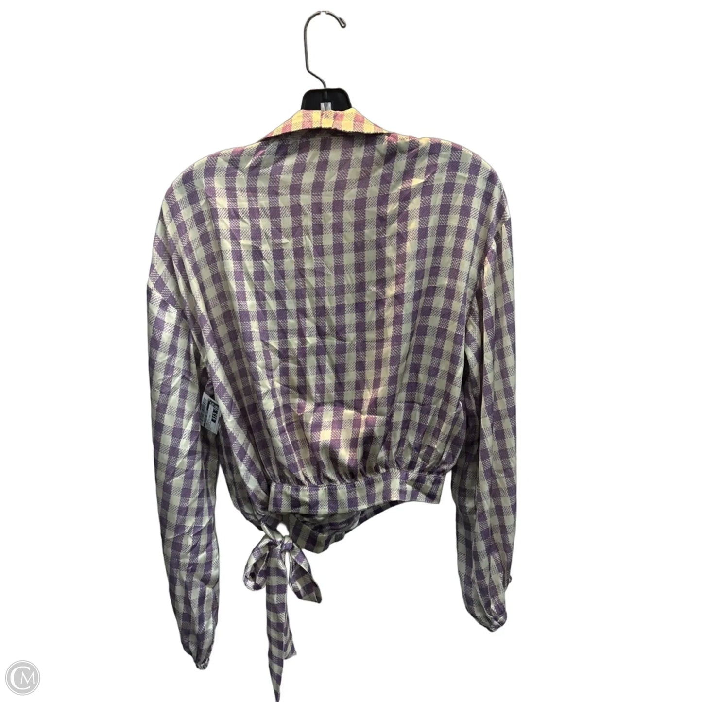 Blouse Long Sleeve By Clothes Mentor In Checkered Pattern, Size: L