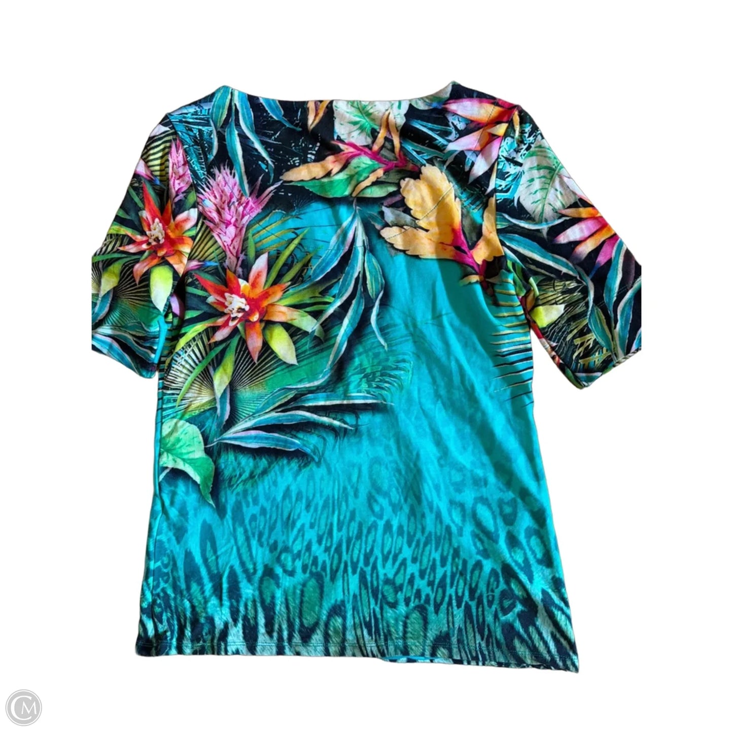 Top Short Sleeve By Chicos In Tropical Print, Size: Xs