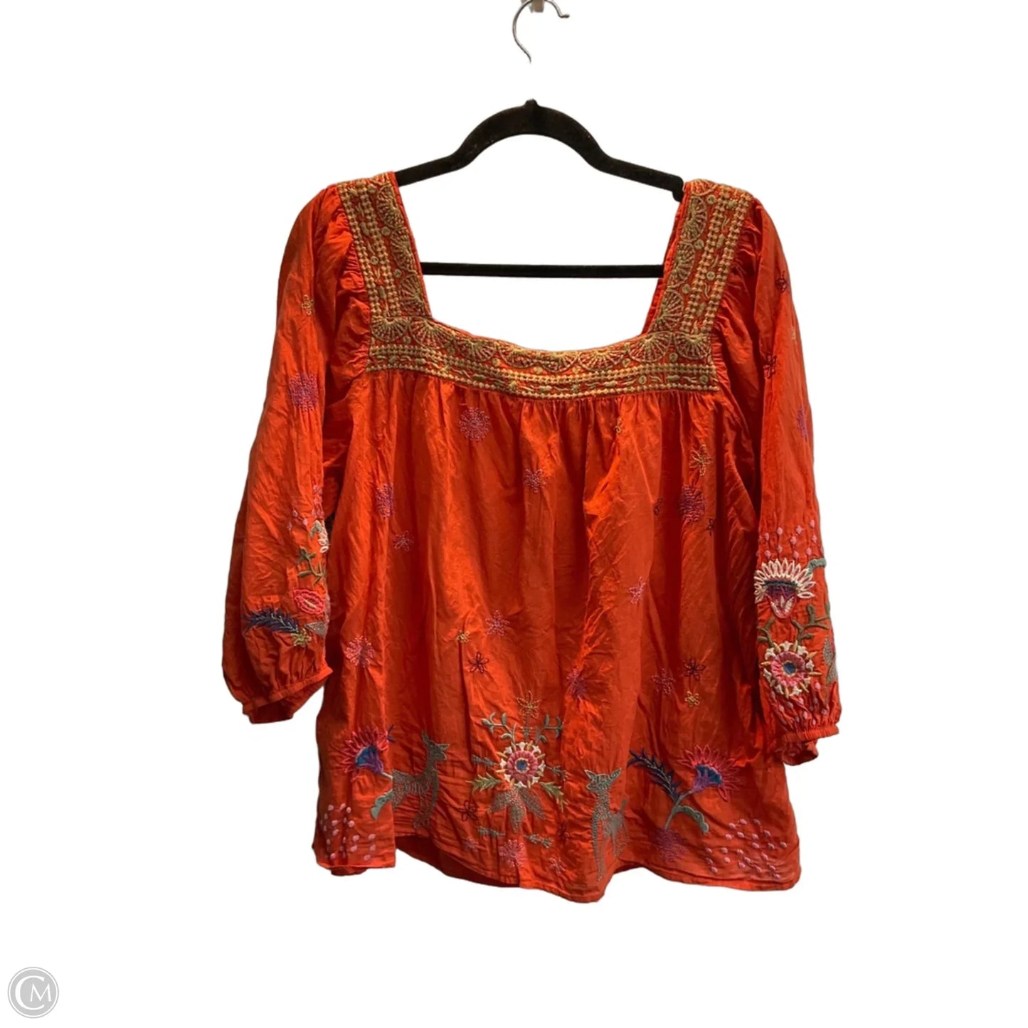 Top Short Sleeve By Johnny Was In Orange, Size: Xl