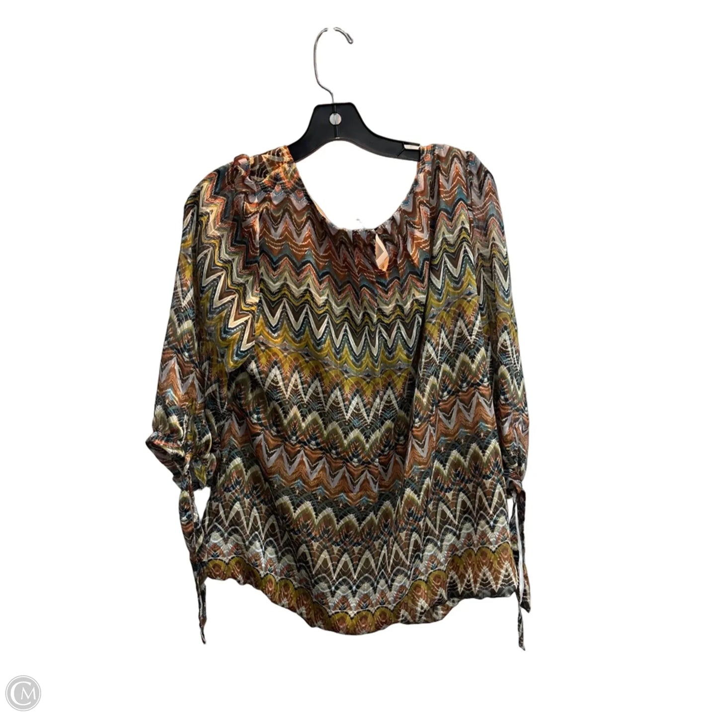 Blouse 3/4 Sleeve By Dby In Chevron Pattern, Size: 1x