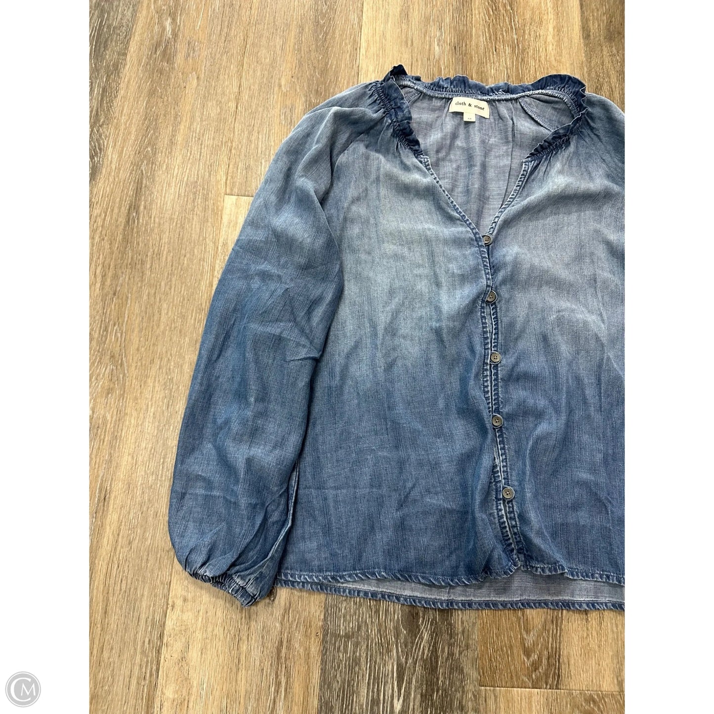 Blouse Long Sleeve By Cloth & Stone In Blue, Size: M