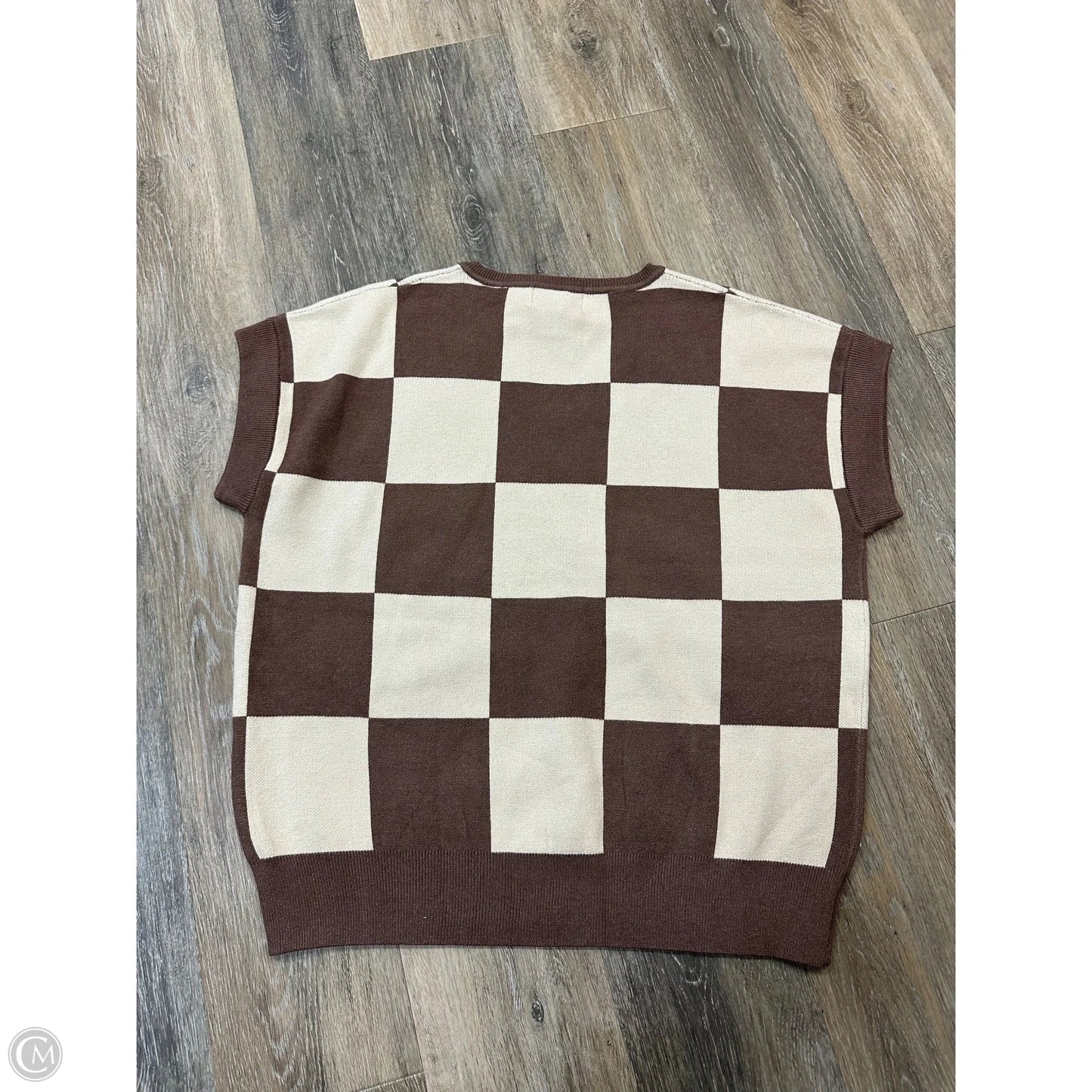 Vest Sweater By First Love In Checkered Pattern, Size: Osfm