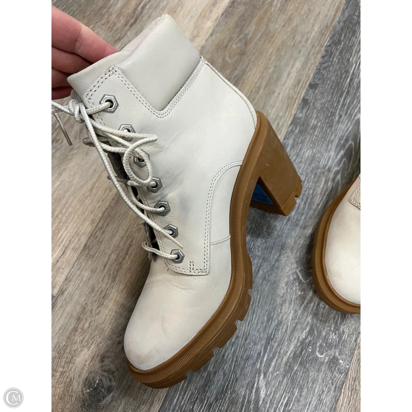 Boots Ankle Heels By Timberland In Cream, Size: 7