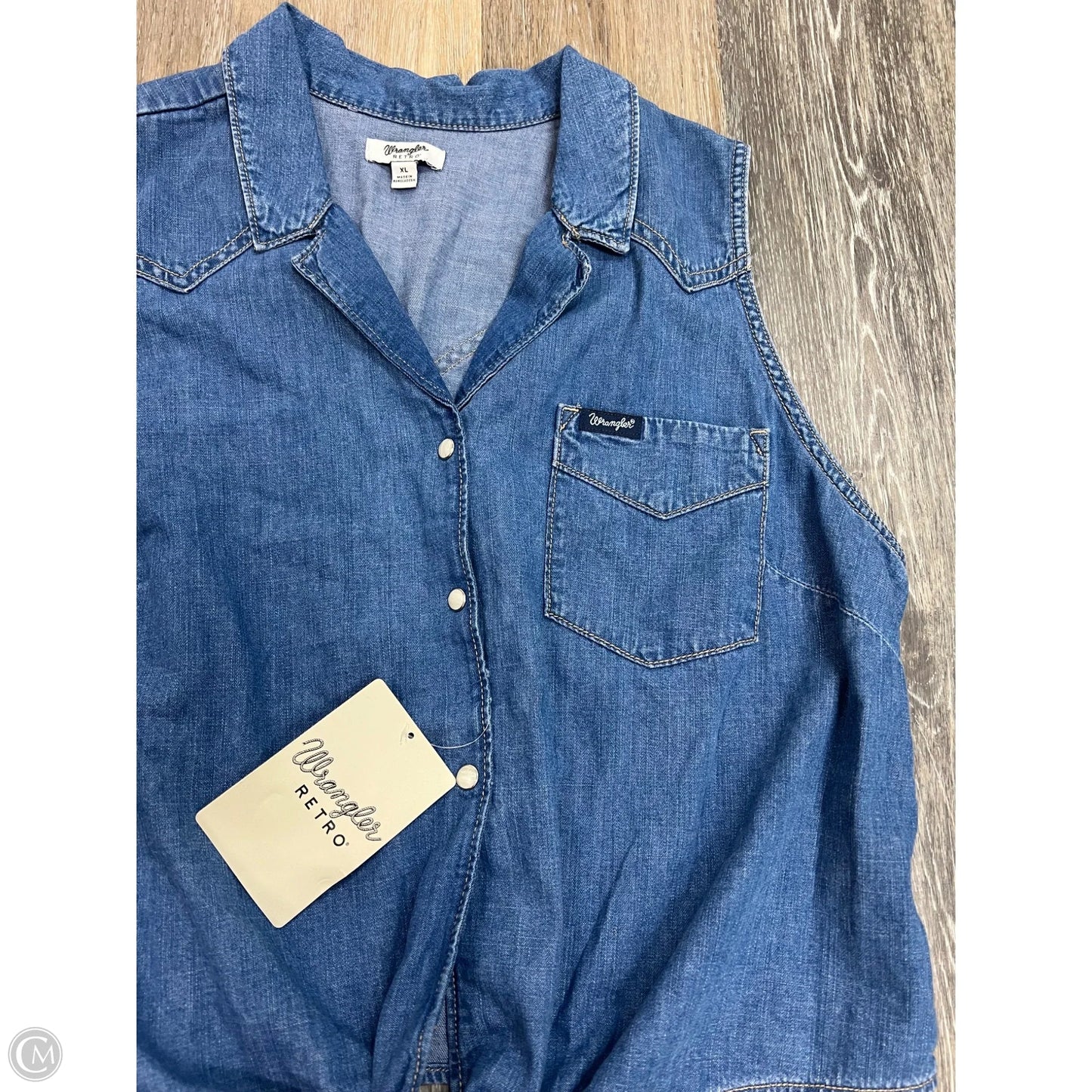Top Sleeveless By Wrangler In Blue Denim, Size: Xl