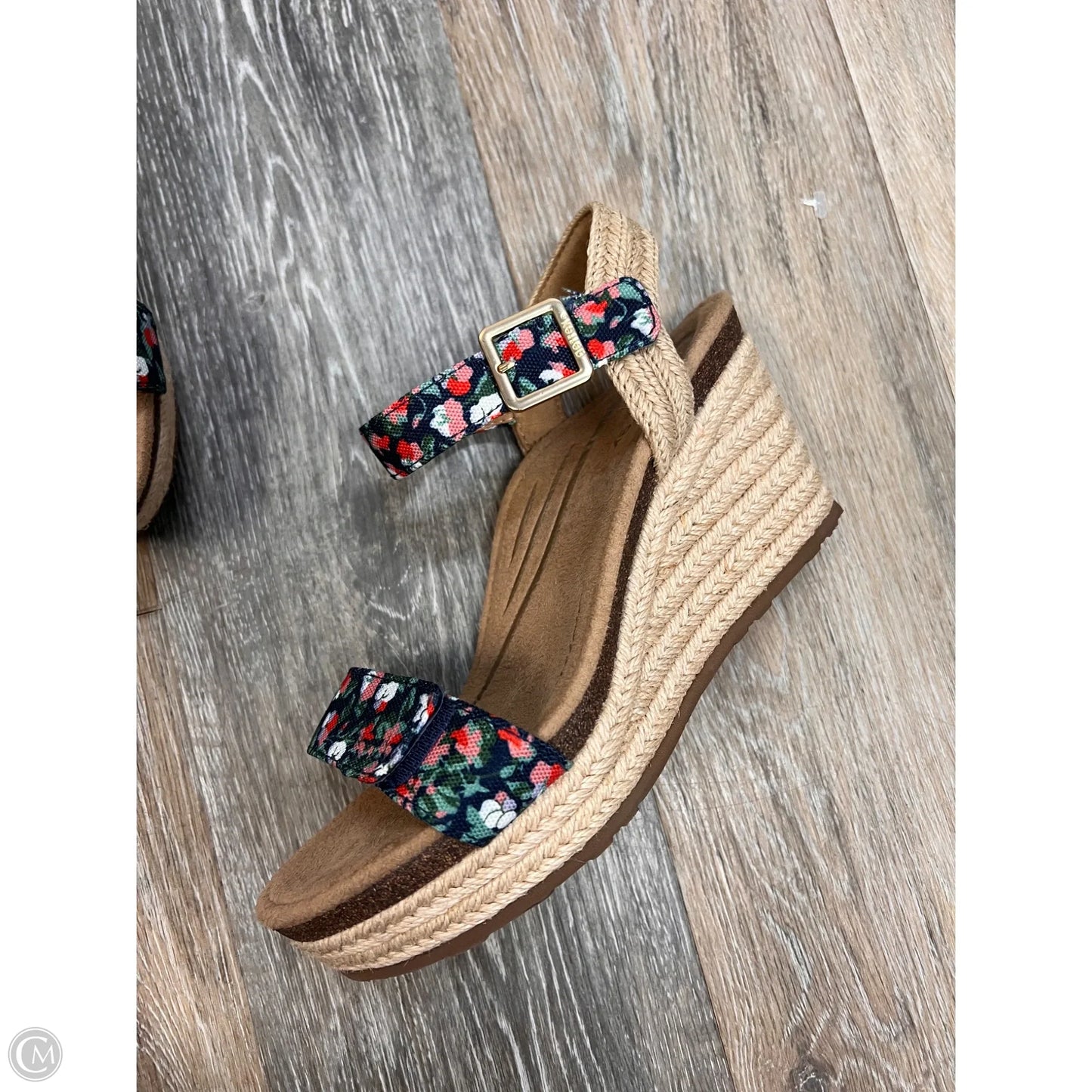 Sandals Heels Wedge By Aetrex In Floral Print, Size: 7