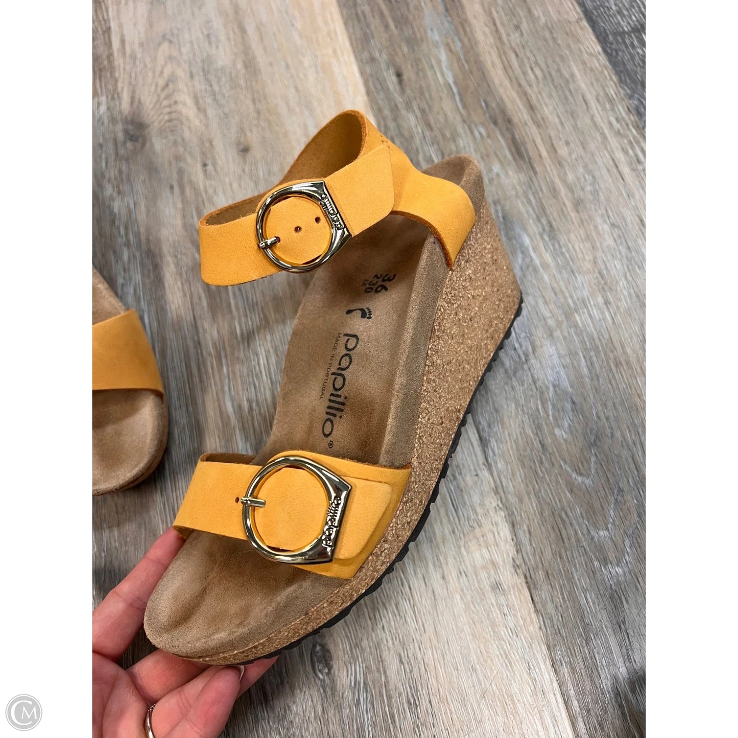 Sandals Heels Wedge By Birkenstock In Yellow, Size: 5