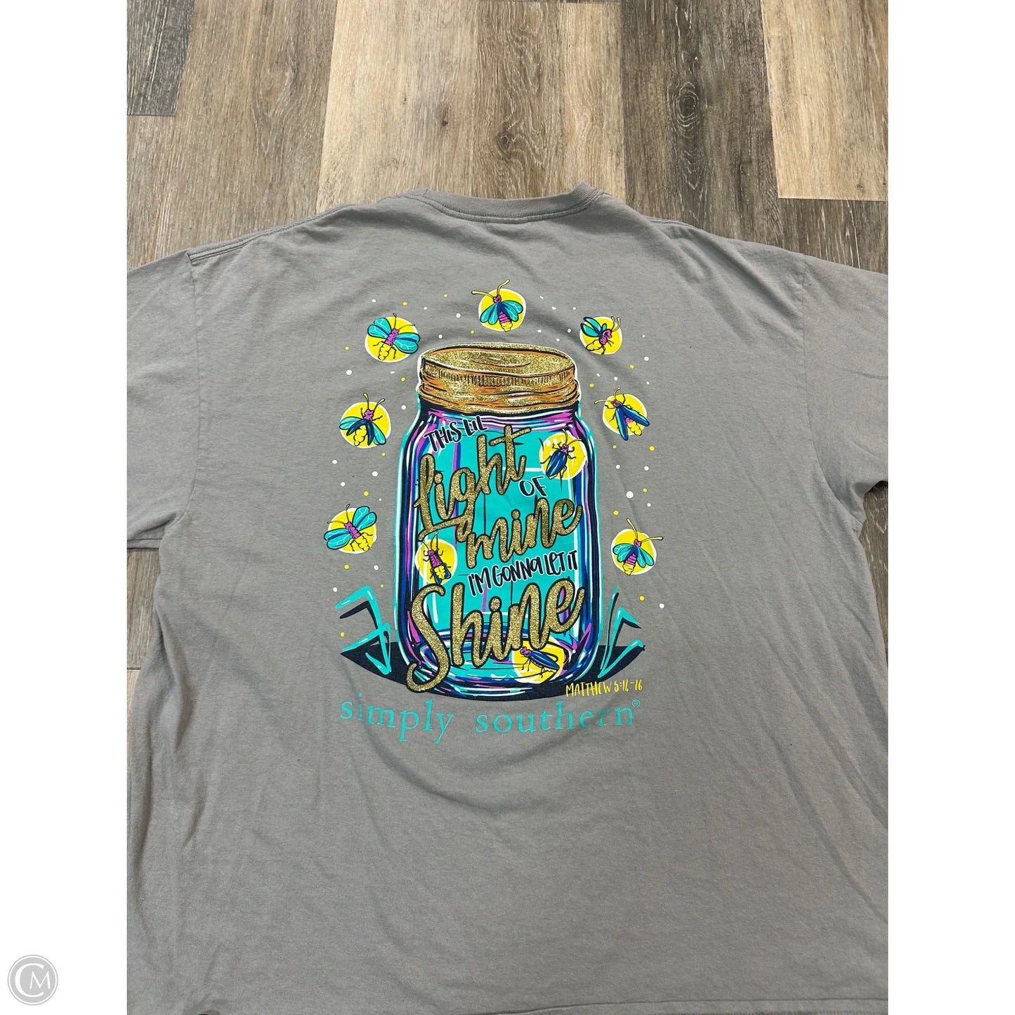 Top Short Sleeve By Simply Southern In Grey, Size: Xxl