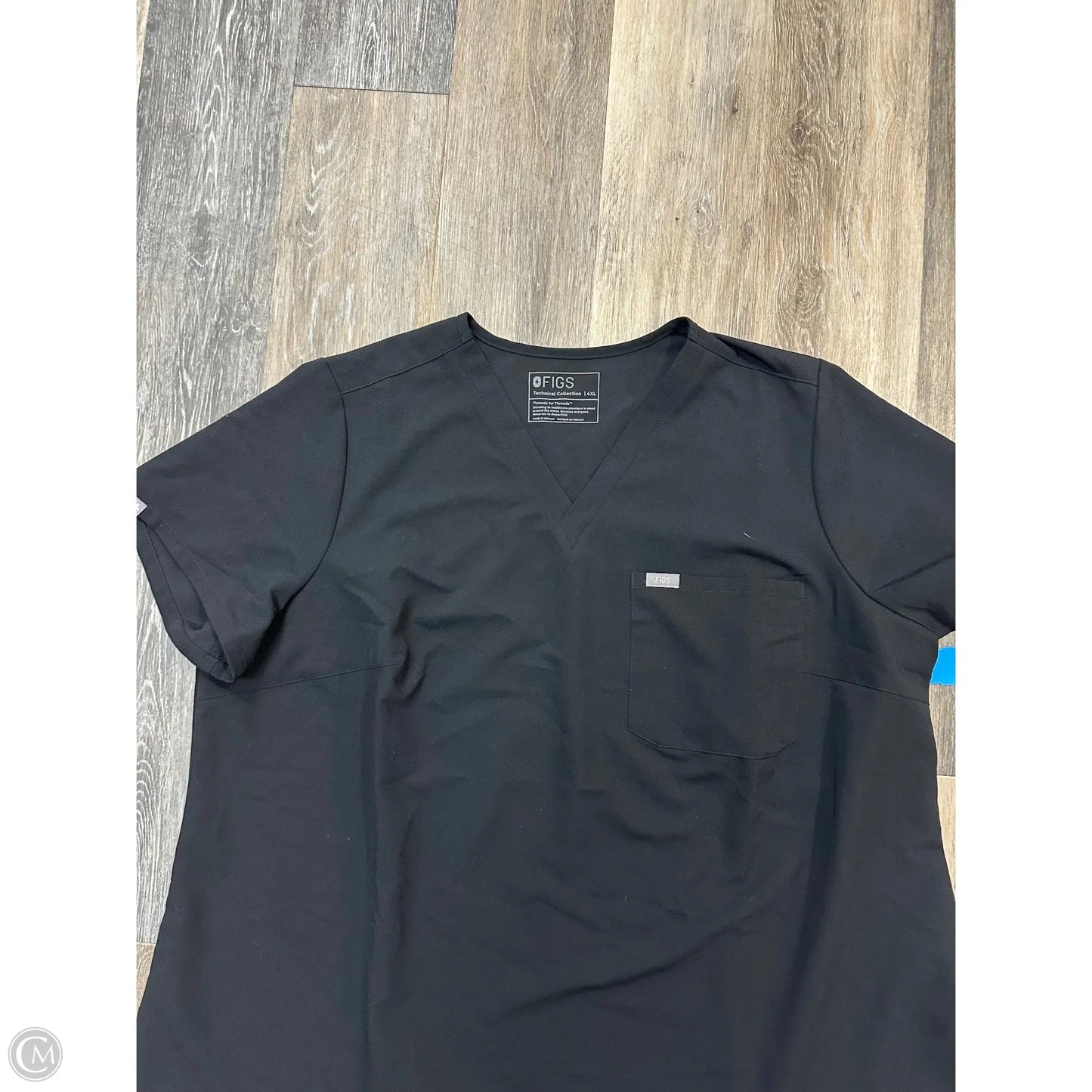 Athletic Top Short Sleeve By Figs In Black, Size: 4x